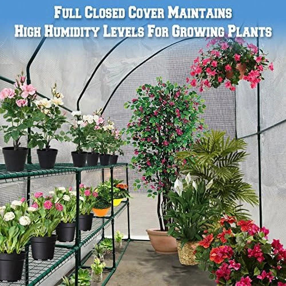 new large walk-in wall greenhouse 10x5x7'h w 3 tiers/6 shelves gardening (white)