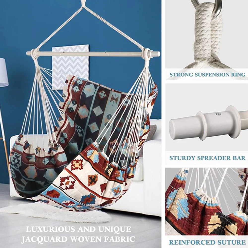 Hanging chair, Patio Bedroom Chair Rope With Bar Patio Hammock Chair Huiop Rope With Iron With Iron Bar Qisuo