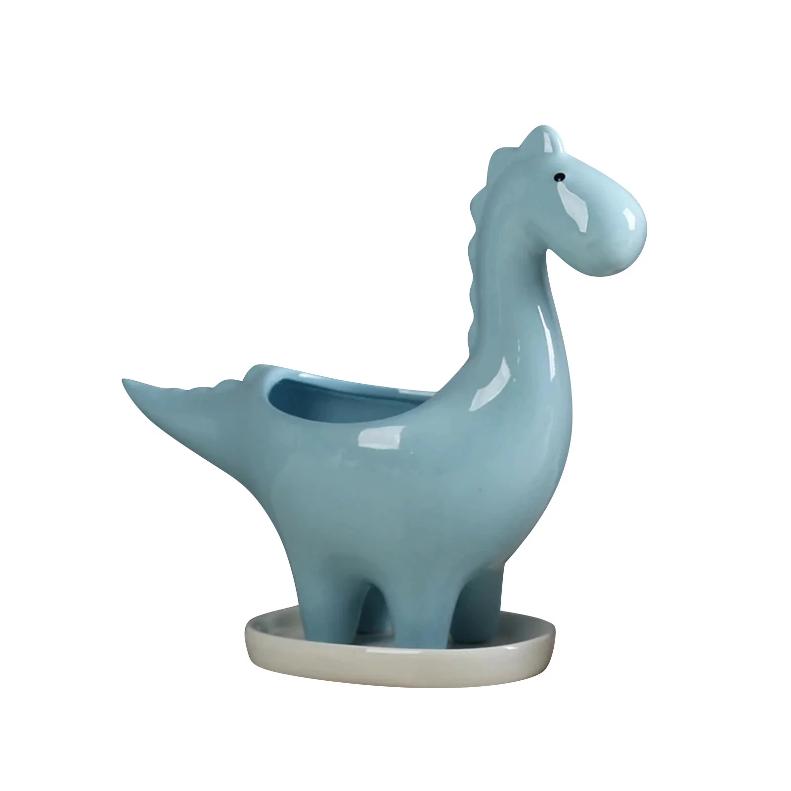 Follure Ceramic Flower Pot Desktop Decoration Creative Dinosaur Succulent Planter Blue