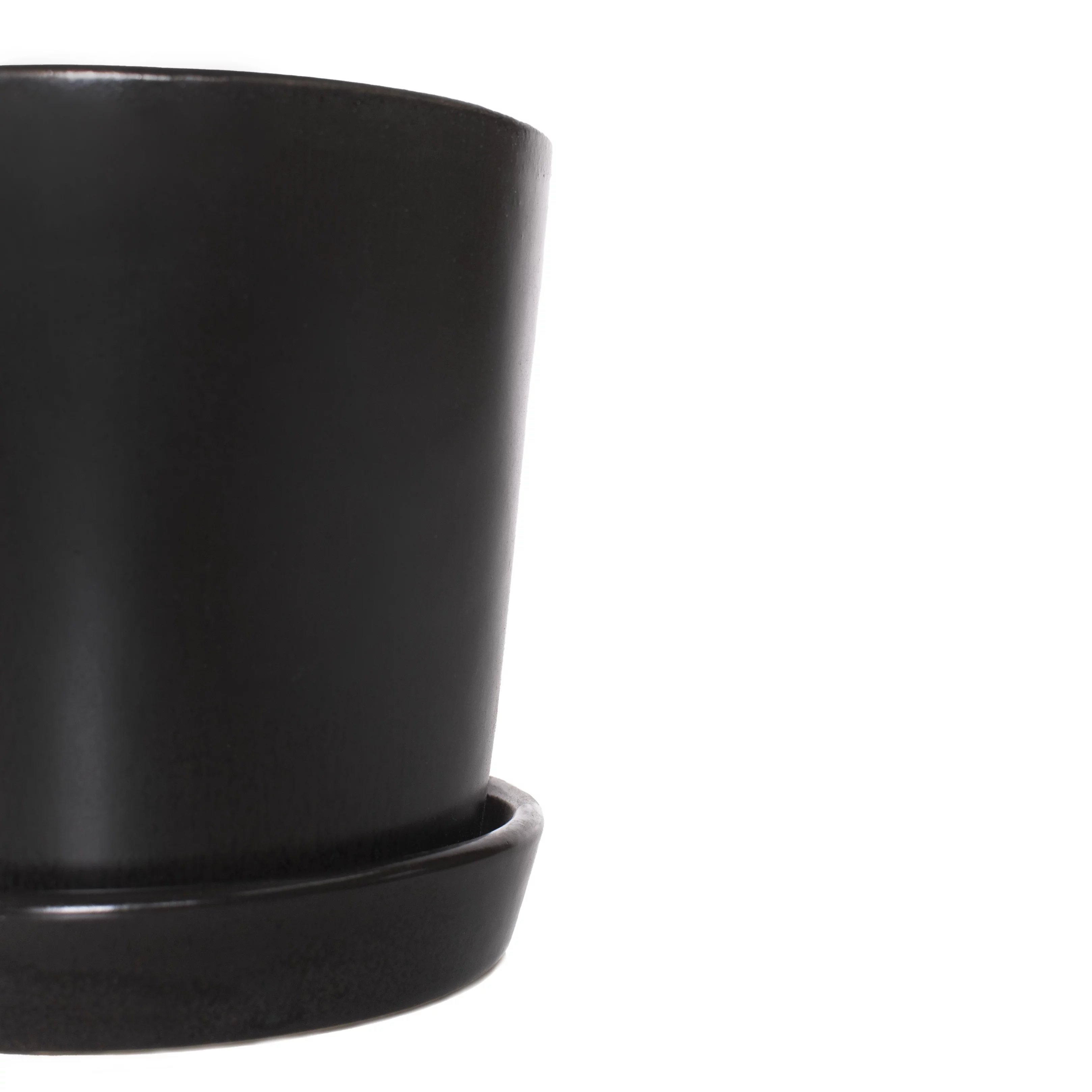 Plant with Purpose 5 in. Semi Matte Black Bryant Ceramic Container with Saucer - 1 Piece