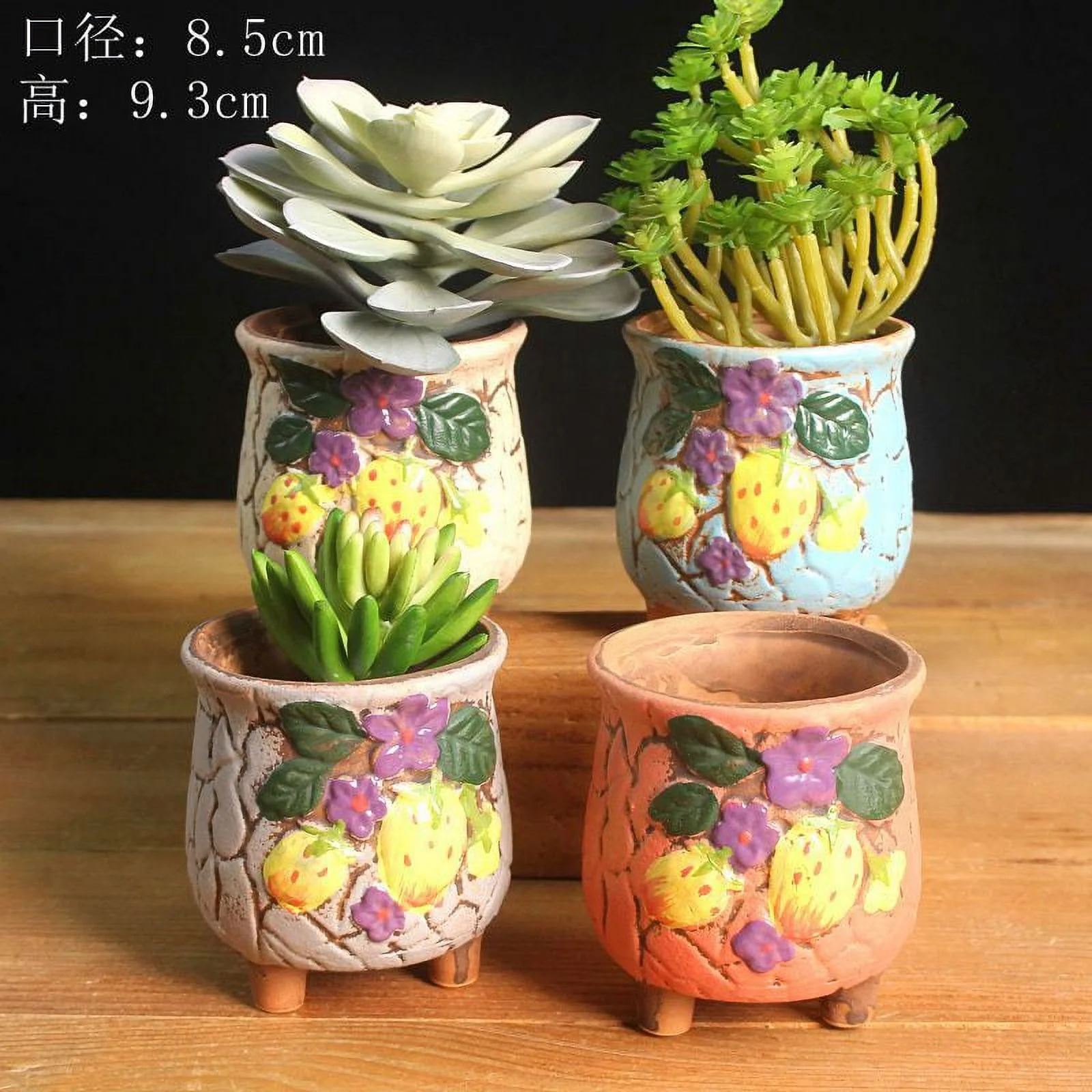 LivNxt Hand-painted Ceramic Succulent Planter - Large Coarse Pottery Design