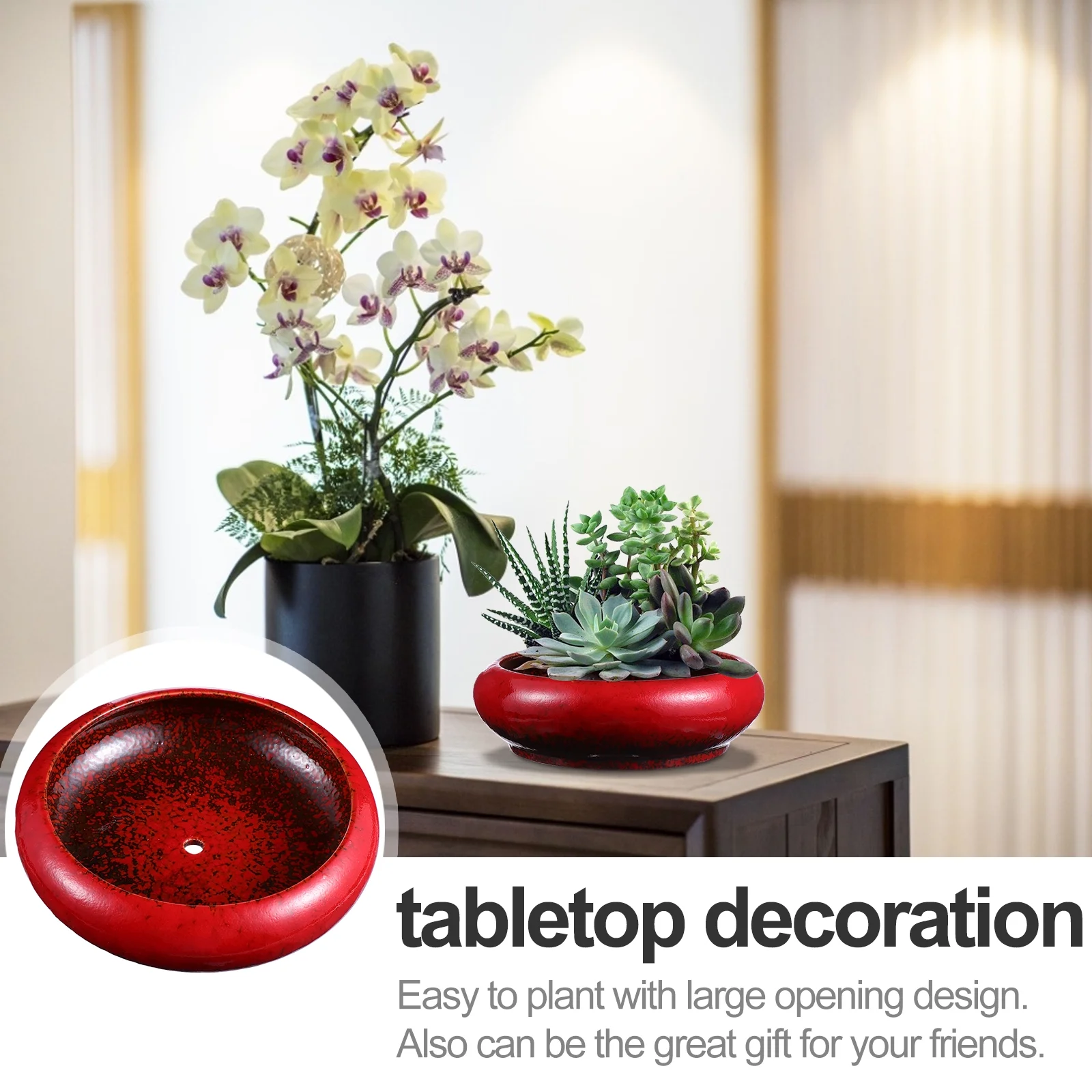 Gongxipen Retro Artistic Flower Pot Succulent Planter Bonsai Ceramic Planting Container