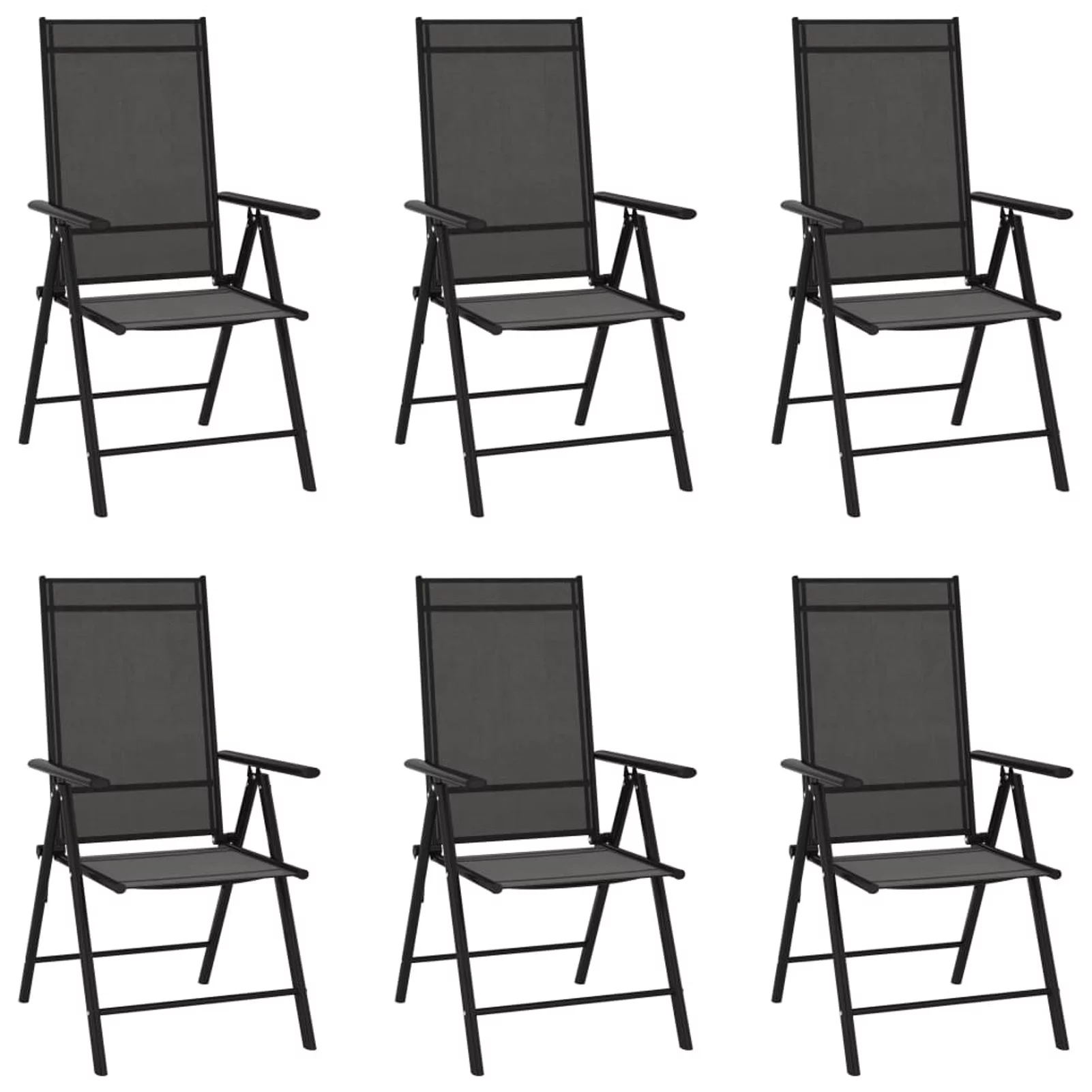 Dcenta 6 Piece Garden Chairs Black Textilene Backrest Adjustable  Dining Chair for Patio, Balcony, Backyard,  Furniture 21.3 x 28.7 x 42.1 Inches (W x D x H)