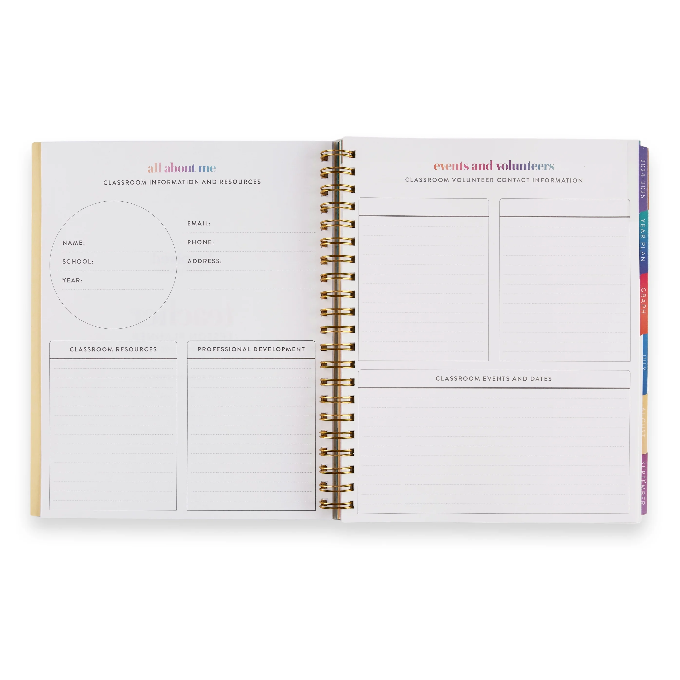 Erin Condren Inspired Collection Large Teacher Planner (July 2024 - June 2025) - School Supplies