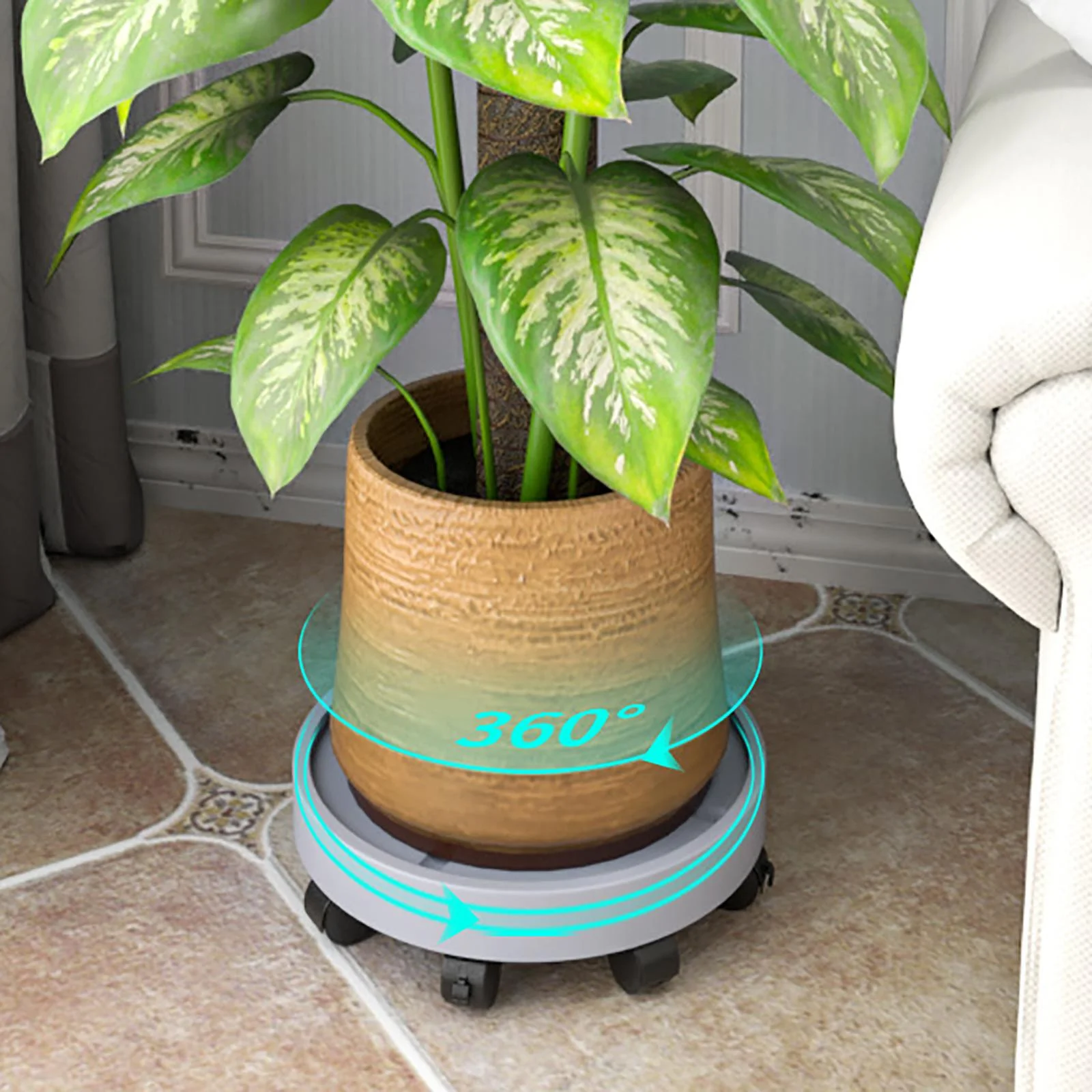 Plant Wheels, Round Flower Pot, Planter Trolley Casters, Moving Plant Pot Roller Planter Trolley Caster , Gray