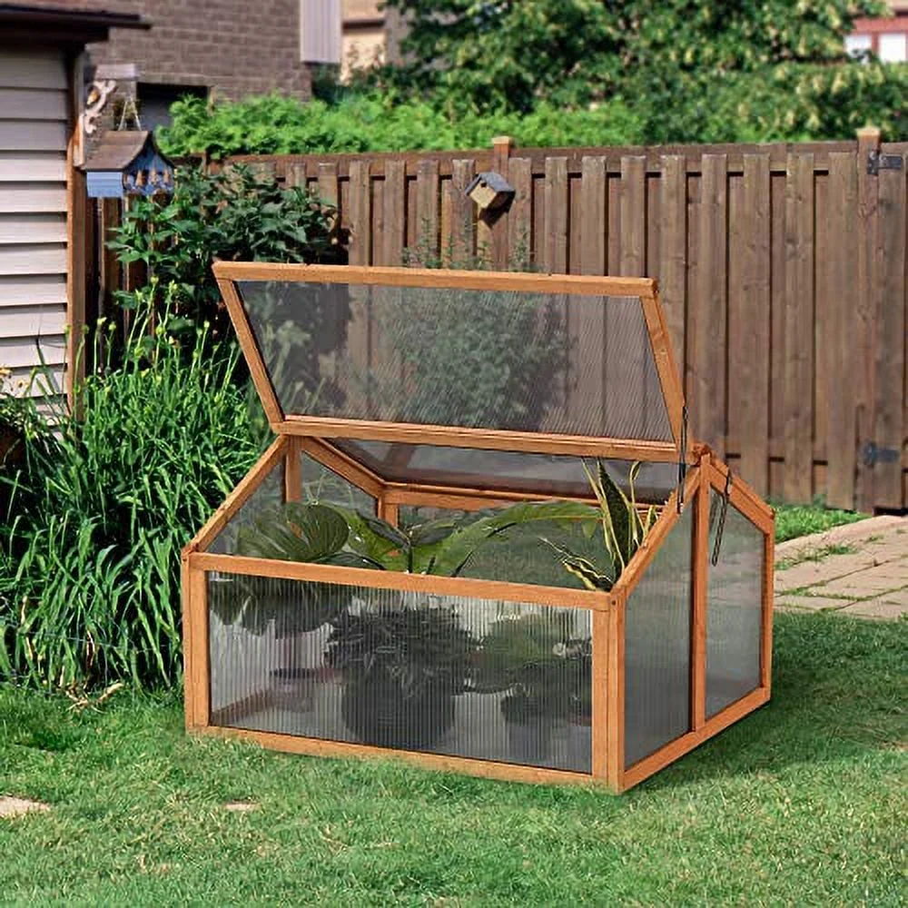 MCombo Double Box Wooden Greenhouse Cold Frame Raised Plants Bed Protection 6057-0145 (Orange)