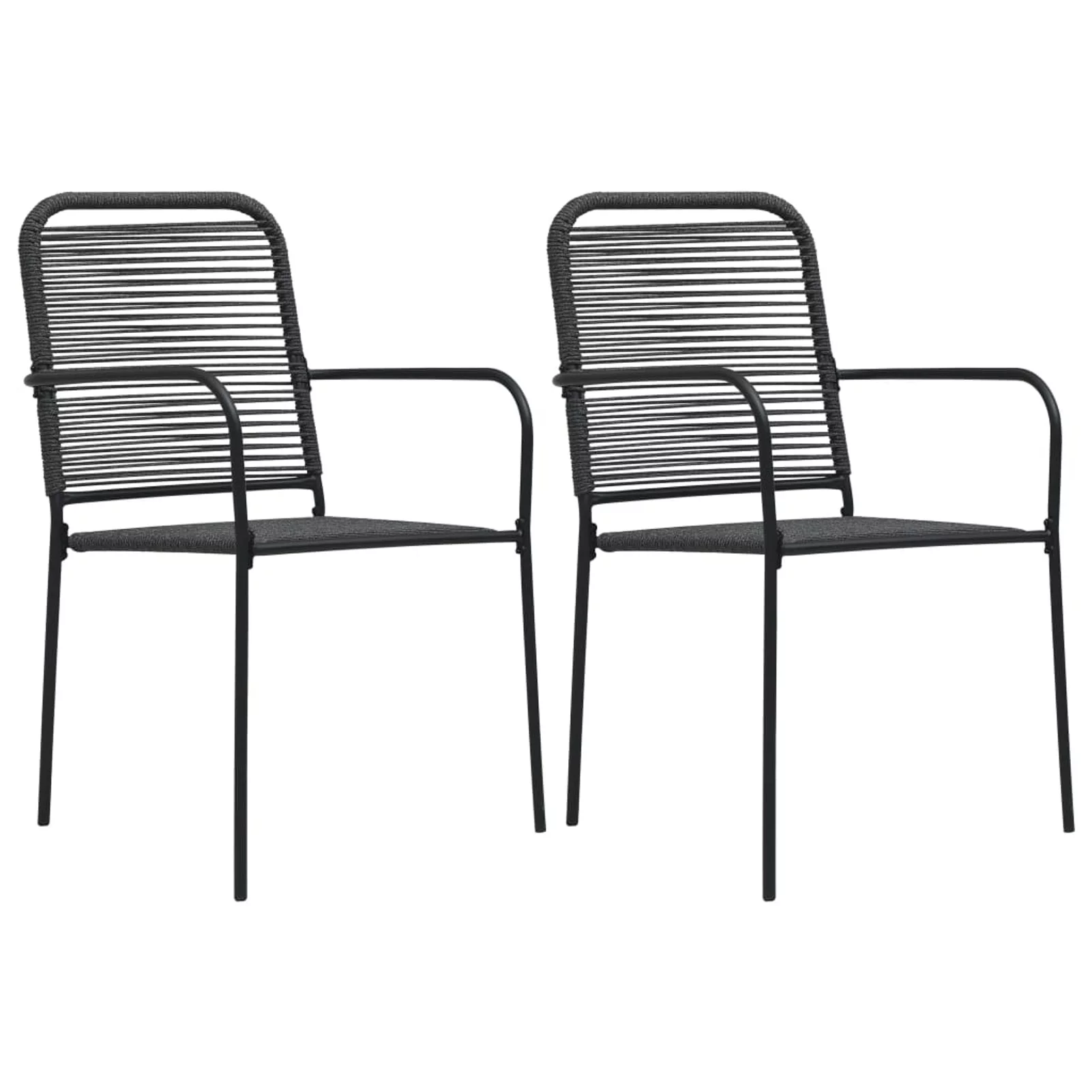 moobody 2 Piece Garden Chairs Black Cotton Rope Armchair Steel Frame Outdoor Dining Chair Patio Balcony Backyard Outdoor Indoor Furniture 22 x 21.1 x 33.7 Inches (W x D x H)