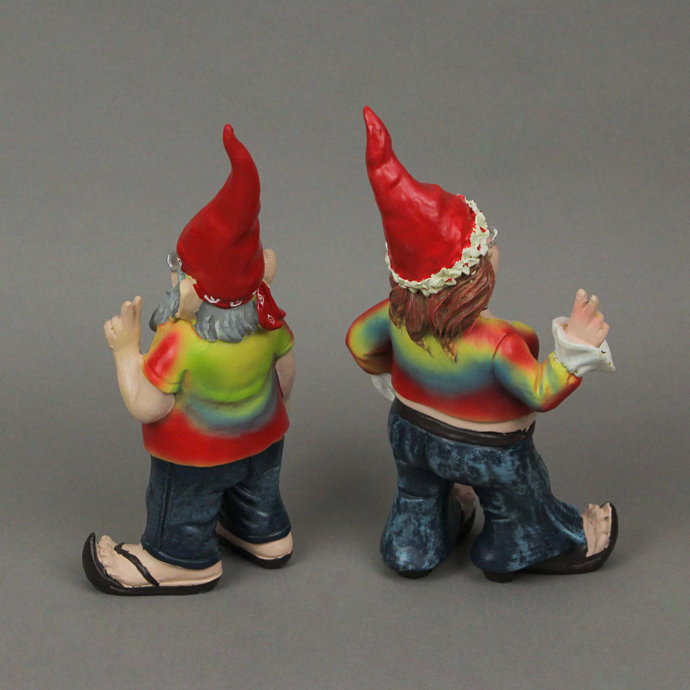 Zeckos Resin Hippie Gnome Garden Statues Gnancy and Gnarley 8.25 inch