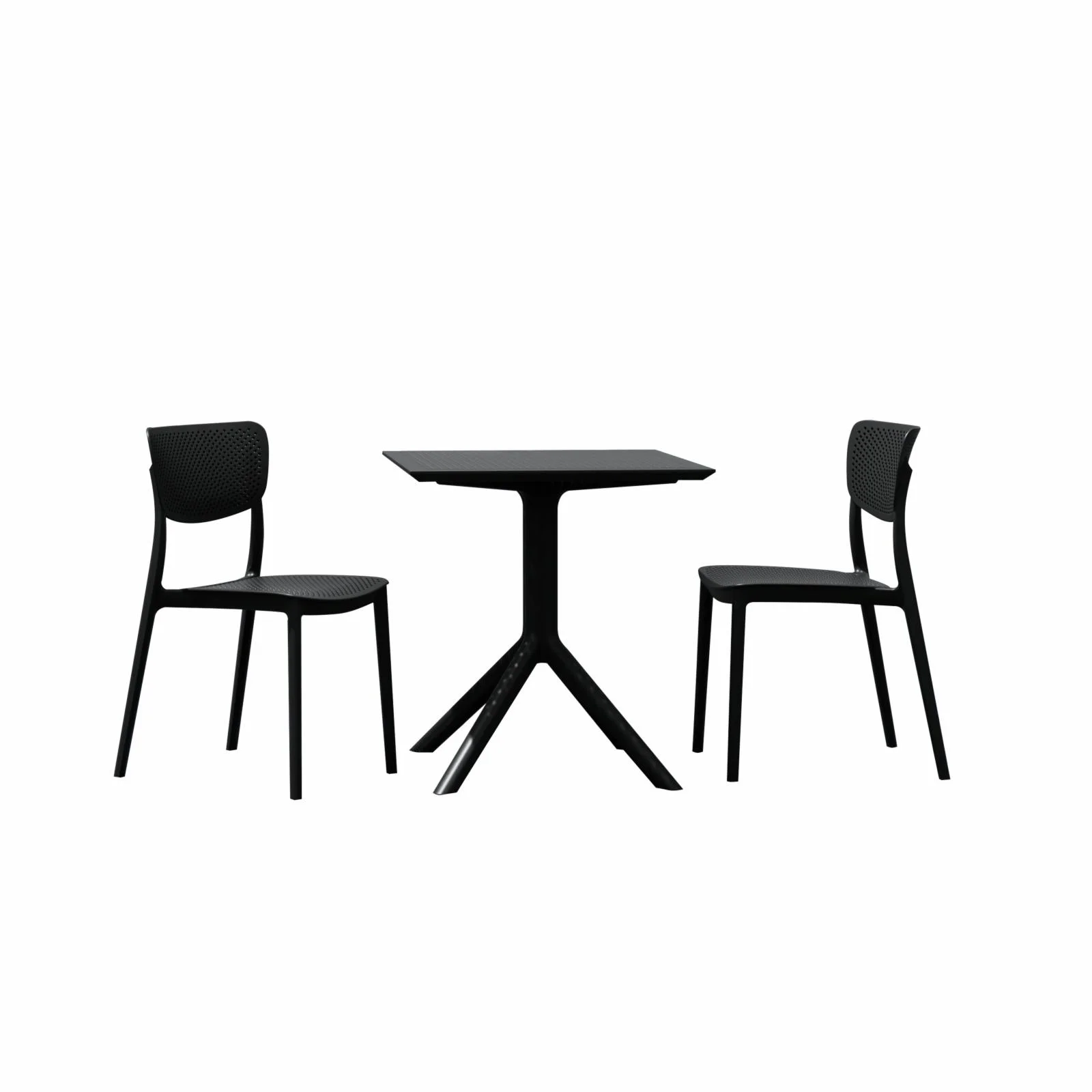 Compamia Lucy 3 Piece Outdoor Bistro Set with 24 inch Square Table Top Black