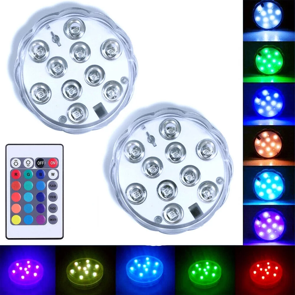 KKMOL Underwater Swimming Pool Lights 10LED Colorful Pond Fountain Lights Decor 1 Pack