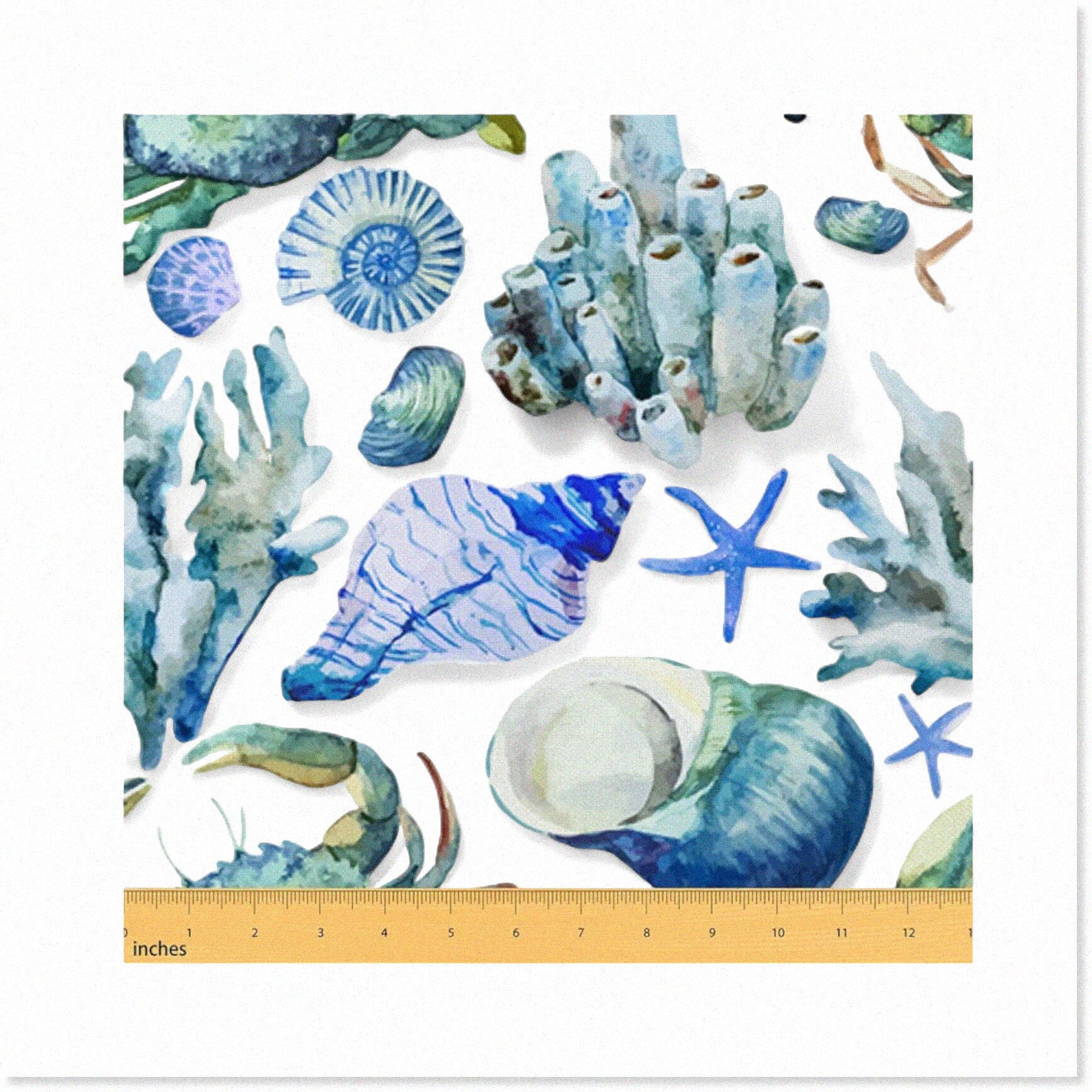 Coral Marine Life Chair Fabric: Seaside Serenity for Upholstery & DIY Projects - 2 Yards