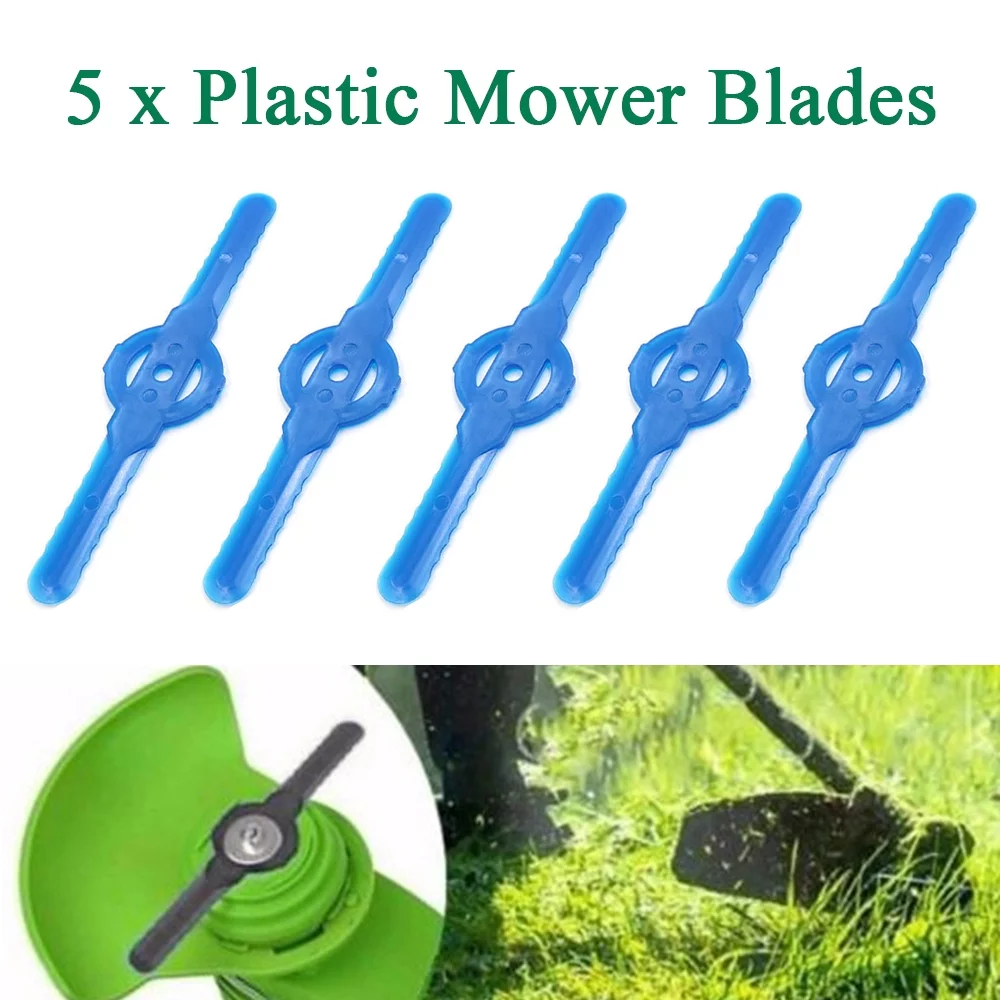 ALLTIMES 5PCS Plastic Lawn Mower Blades, Sharp Durable Grass Trimmer Head Replacement Cutter Blades Weed Eater Blades