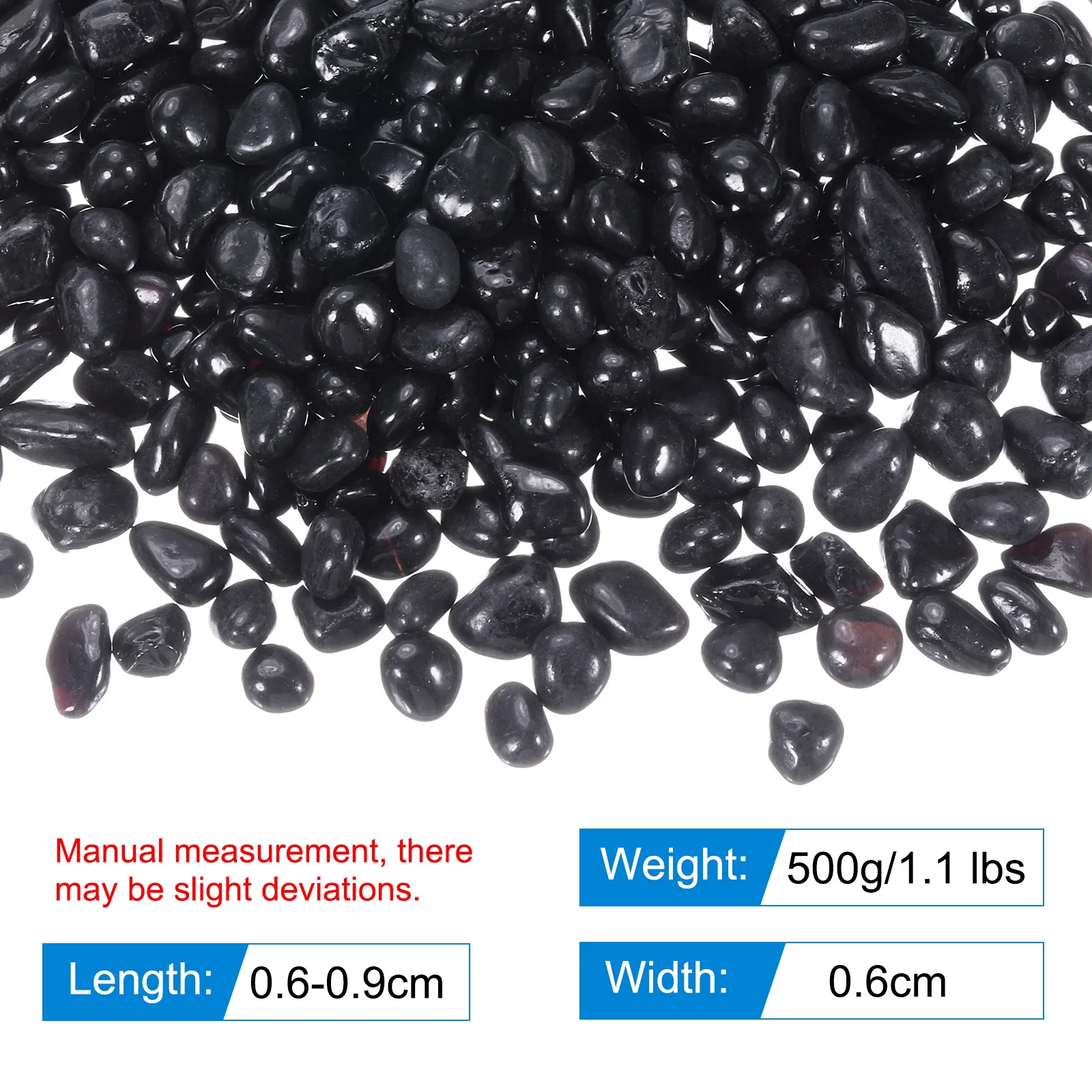 Round Fire Glass Beads for Fire Pit, Vase Fillers Beads Gems for Fish Tank Aquarium 6-9mm 500g/1.1 Lbs Black
