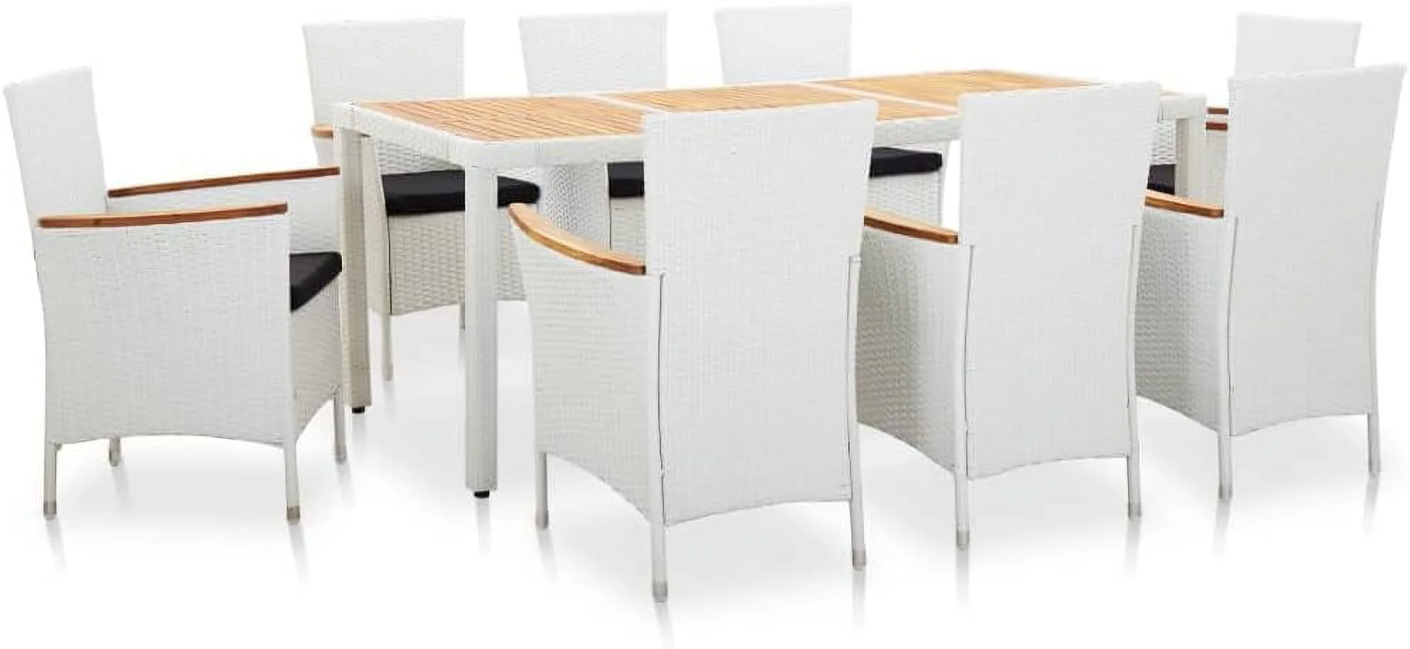 9 Piece Patio Dining Set Poly Rattan White 85.8kg/188.76ib Outdoor Furniture Sets