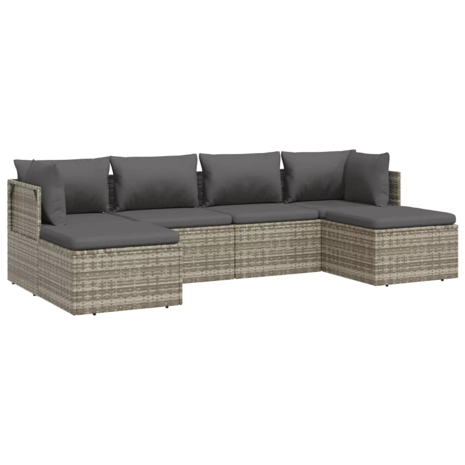 Aibecy 6 Piece Patio Set with Cushions Gray Poly Rattan