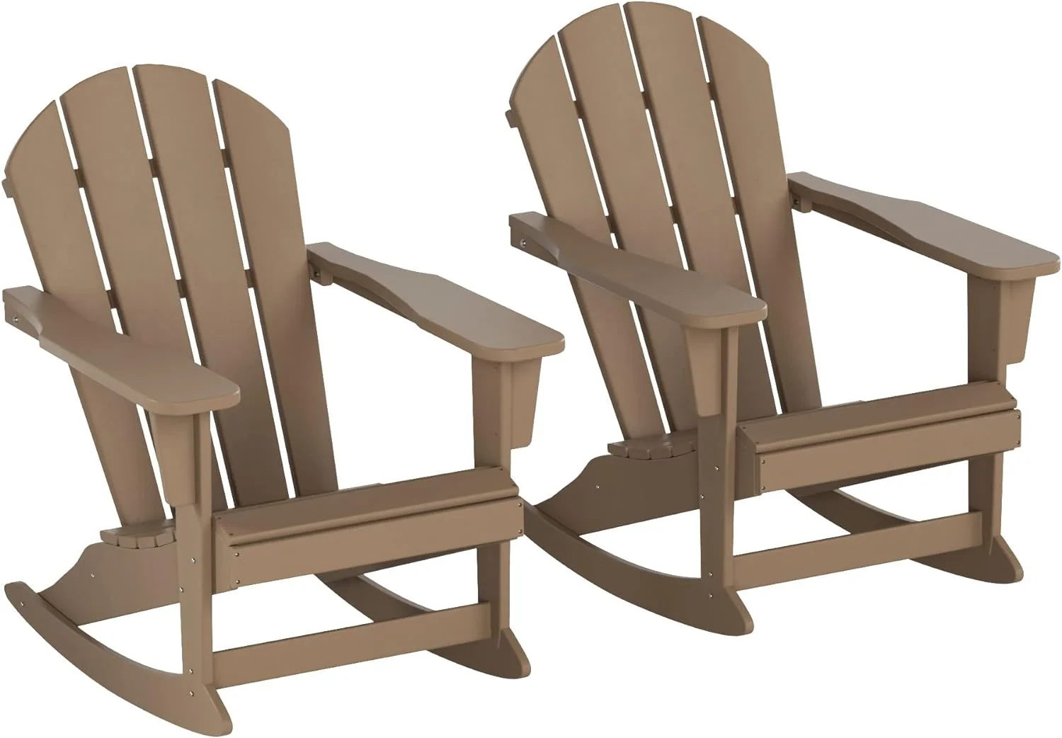 Home Furniture Patio Rocking Chair 2PCS  HDPE Adirondack Rocker Chair For Lawn Garden Porch (Weathered od)