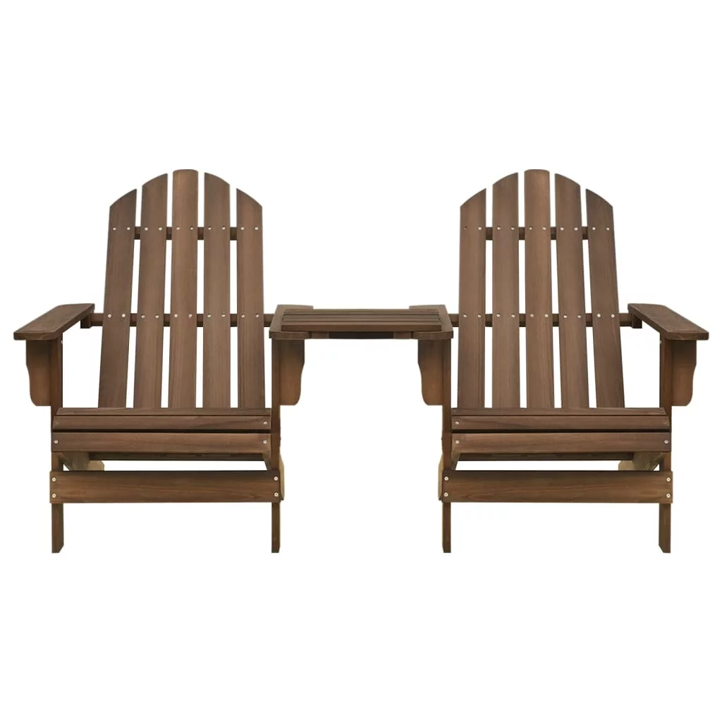 Anself Patio Adirondack Chairs with Tea Table Solid Wood Fir Brown
