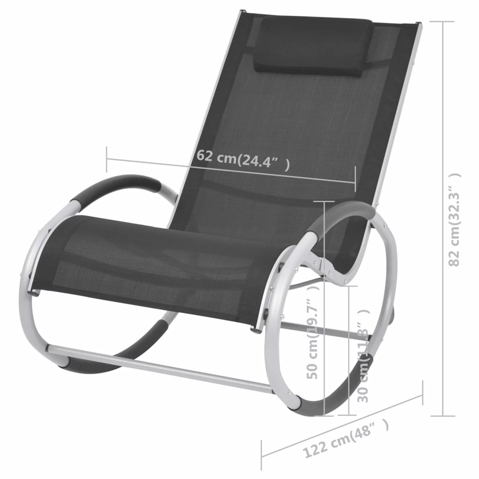 Suzicca  Rocking Chair Black Textilene