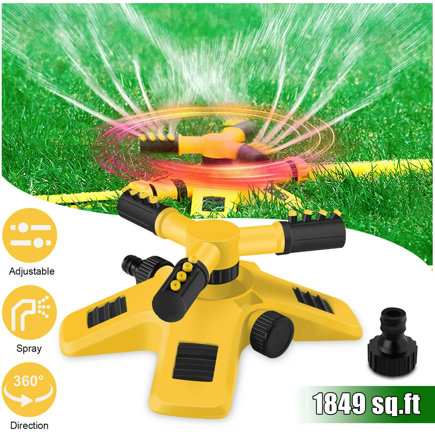 360° Auto Irrigation System Rotating Lawn Sprinkler for Garden Patio Spray Grass