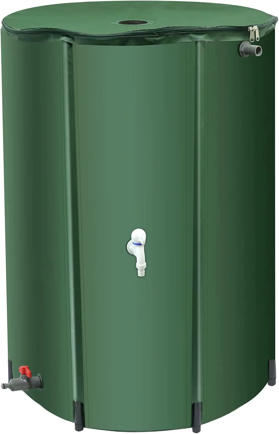 100 Gallon Collapsible Rain Barrel with Spigots, 100 Gal Foldable Rainwater Barrel, Rain Water Barrel Collector for Downspout, with Filter Overflow Valve Kit (Green)