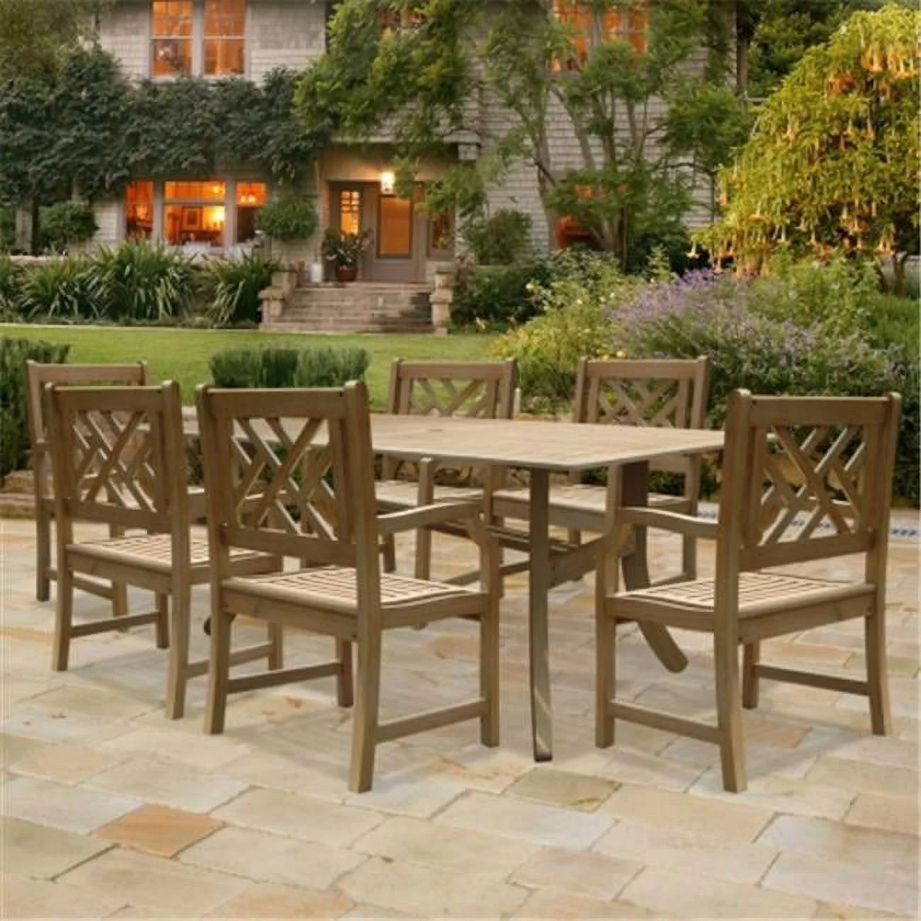 Renaissance Outdoor 7-piece Hand-scraped Wood Patio Dining Set