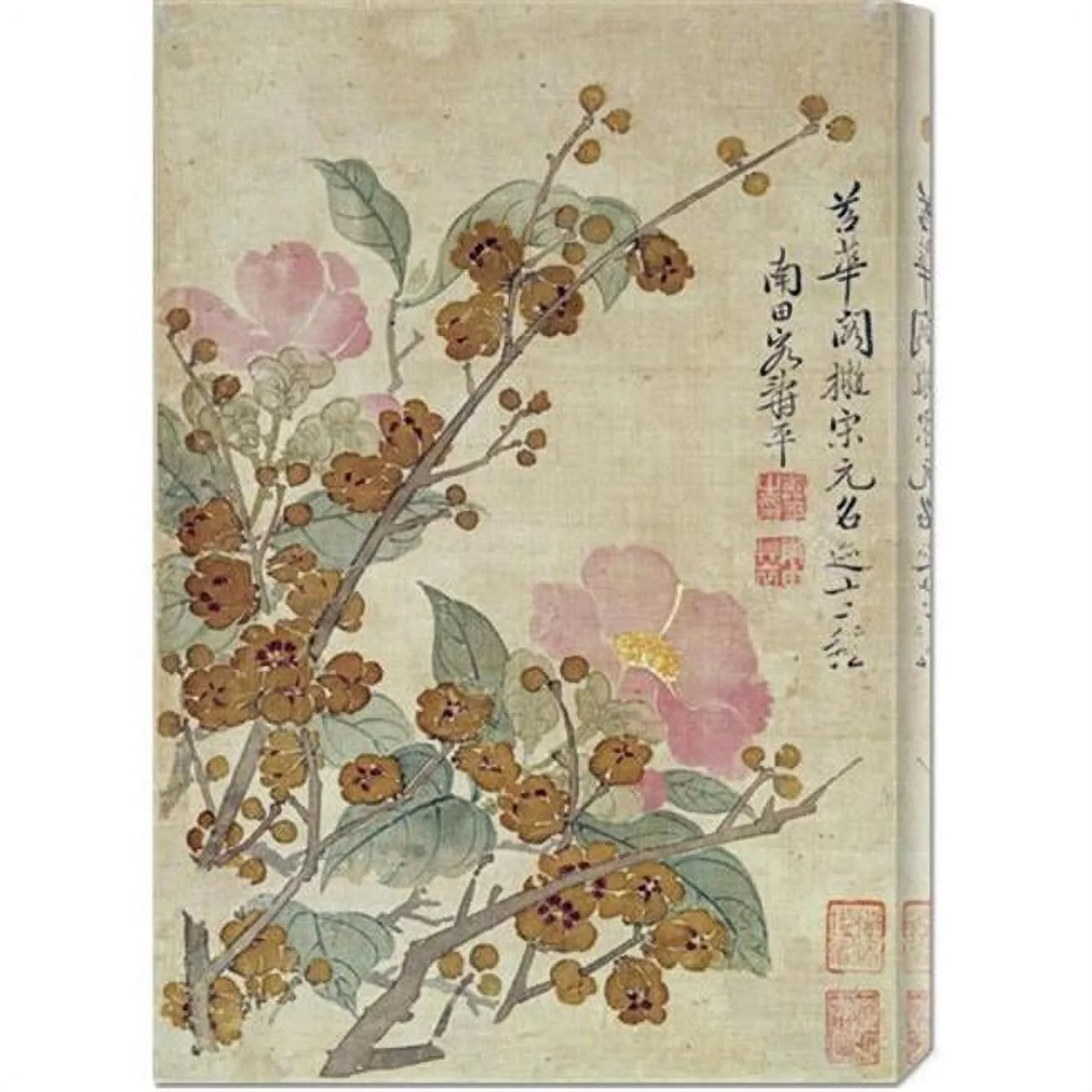 Bentley Global Arts dba American Walls GCS-267285-30-142 Yun Shouping 'Plum Blossom and Camellias' Stretched Canvas