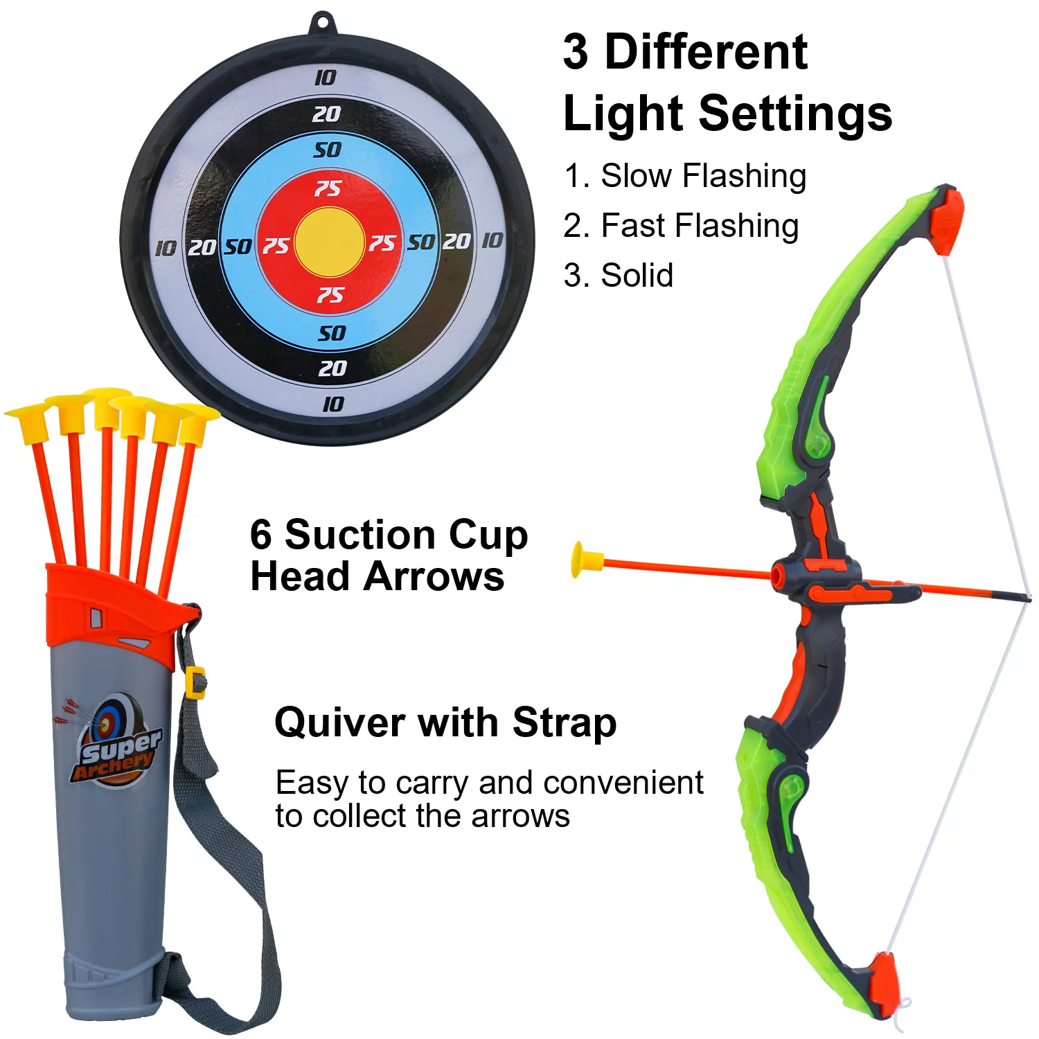 AZ Toys Twin Pack Bow and Arrow Set for Kids- Light Up Archery Set