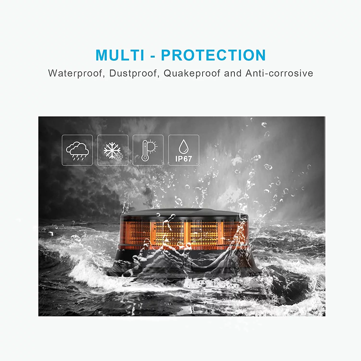 SLQTYRP Amber Beacon Light 4.2Inch, 7 Flashing Modes Safety Warning Lights Magnetic, LED Emergency Strobe Lights for Vehicles, Caution Hazard Lights for Truck Tractor Golf Carts Snow Plow Postal Cars