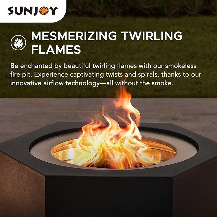 Sunjoy 26 in. Smokeless Fire Pit w/PVC Cover and Fire Poker