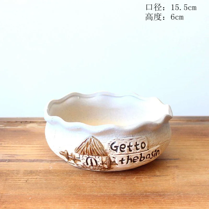 Hand-painted Ceramic Succulent Flower Pot - Desktop Planter