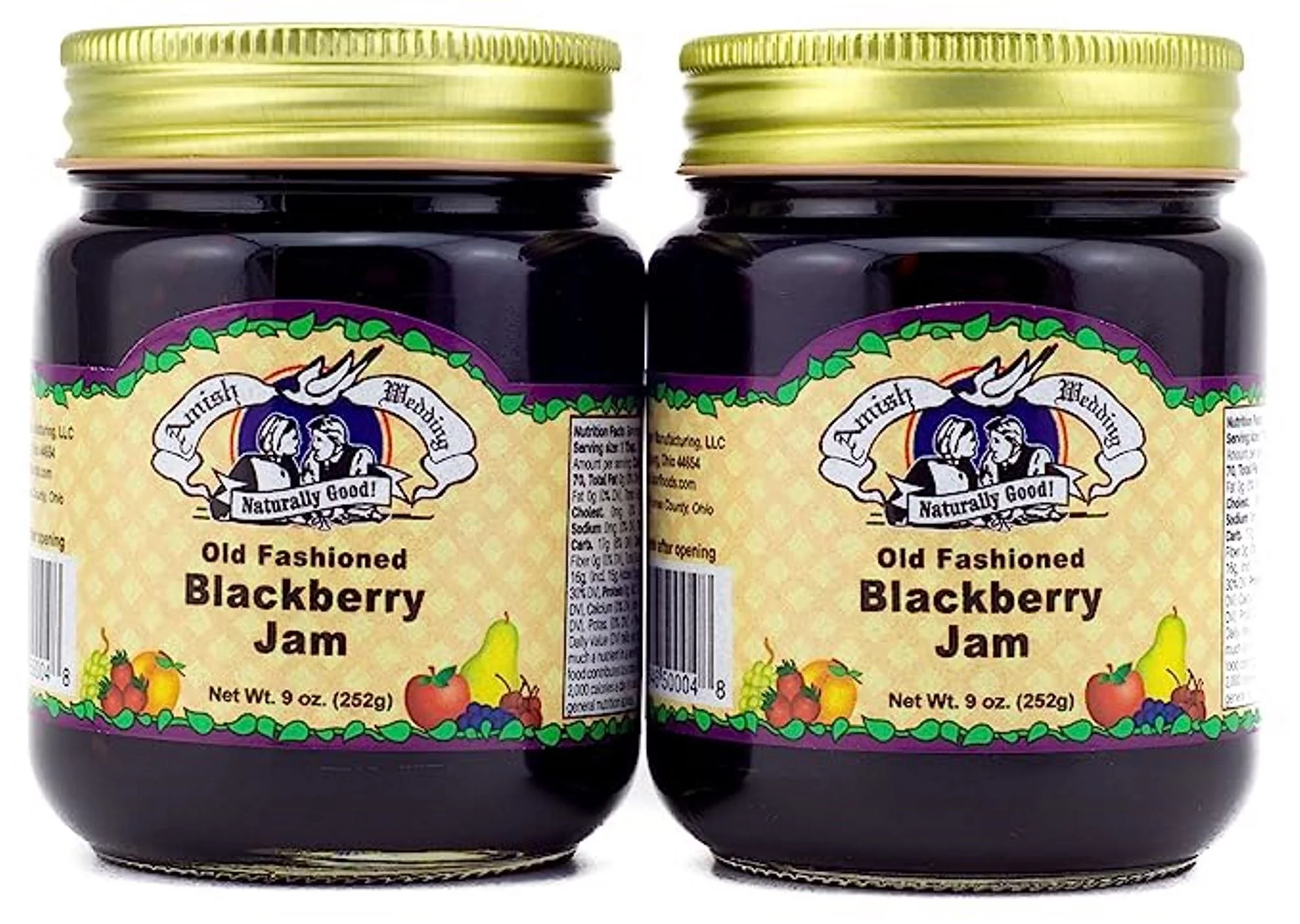 Amish Blackberry Jam Non GMO Vegan All Natural Old Fashioned Taste - 9 oz - 2 Jars