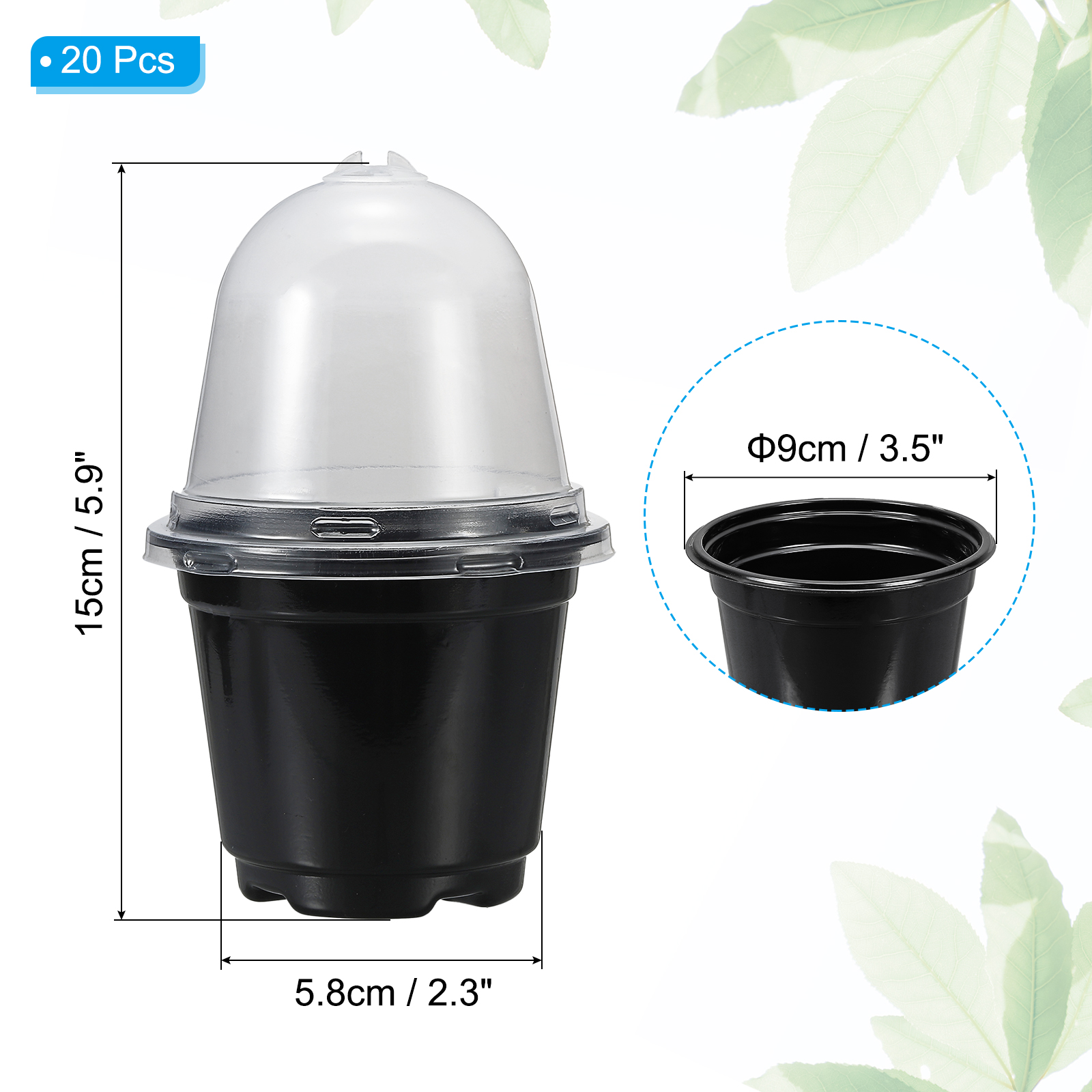 Uxcell Nursery Pots with Humidity Dome, 20 Sets 3.5