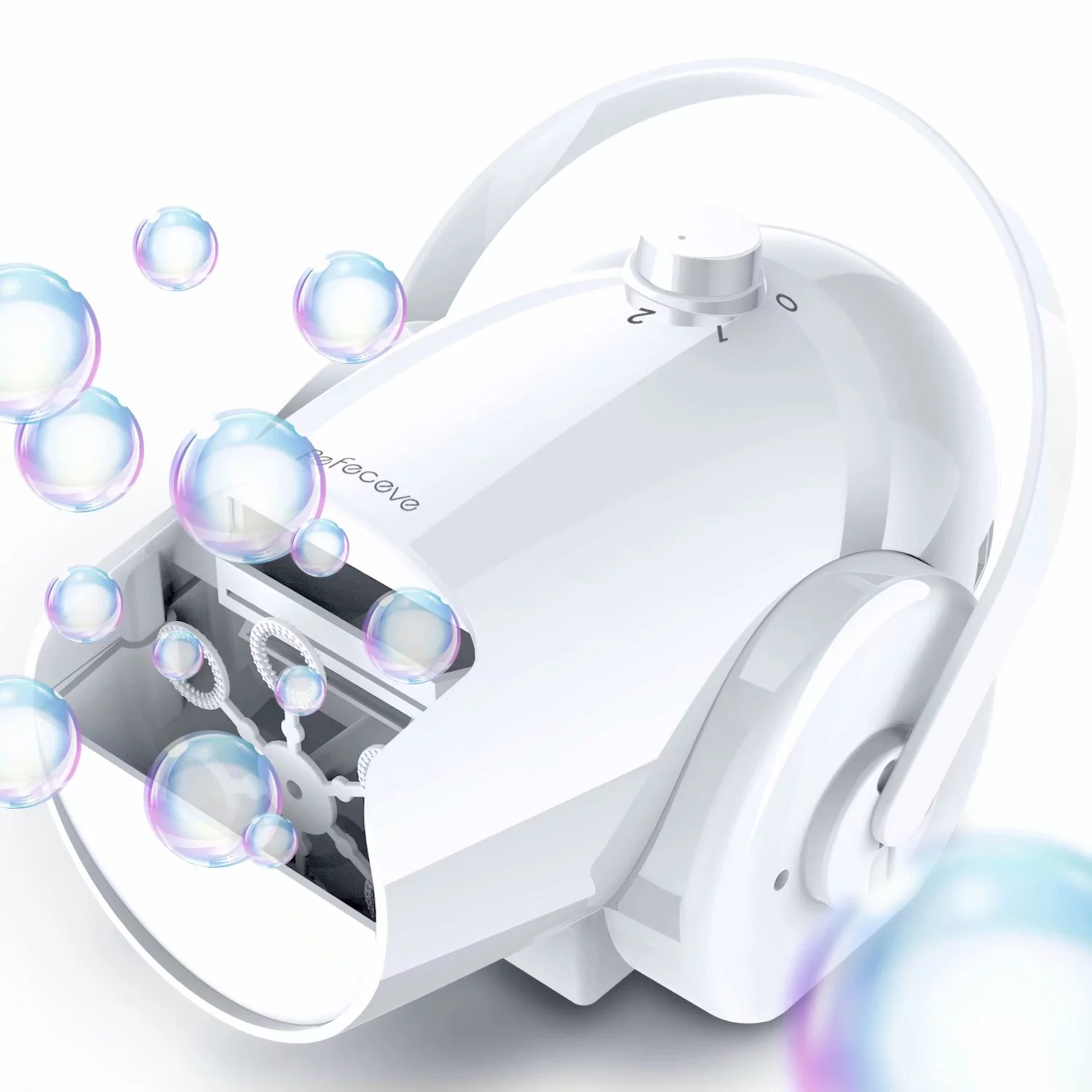 Pefeceve Bubble Machine Automatic Bubble Blower Portable Bubble Maker For Kids 2 Speed Levels Outdoor Indoor Plug in or Batteries Bubble Toys High Output White