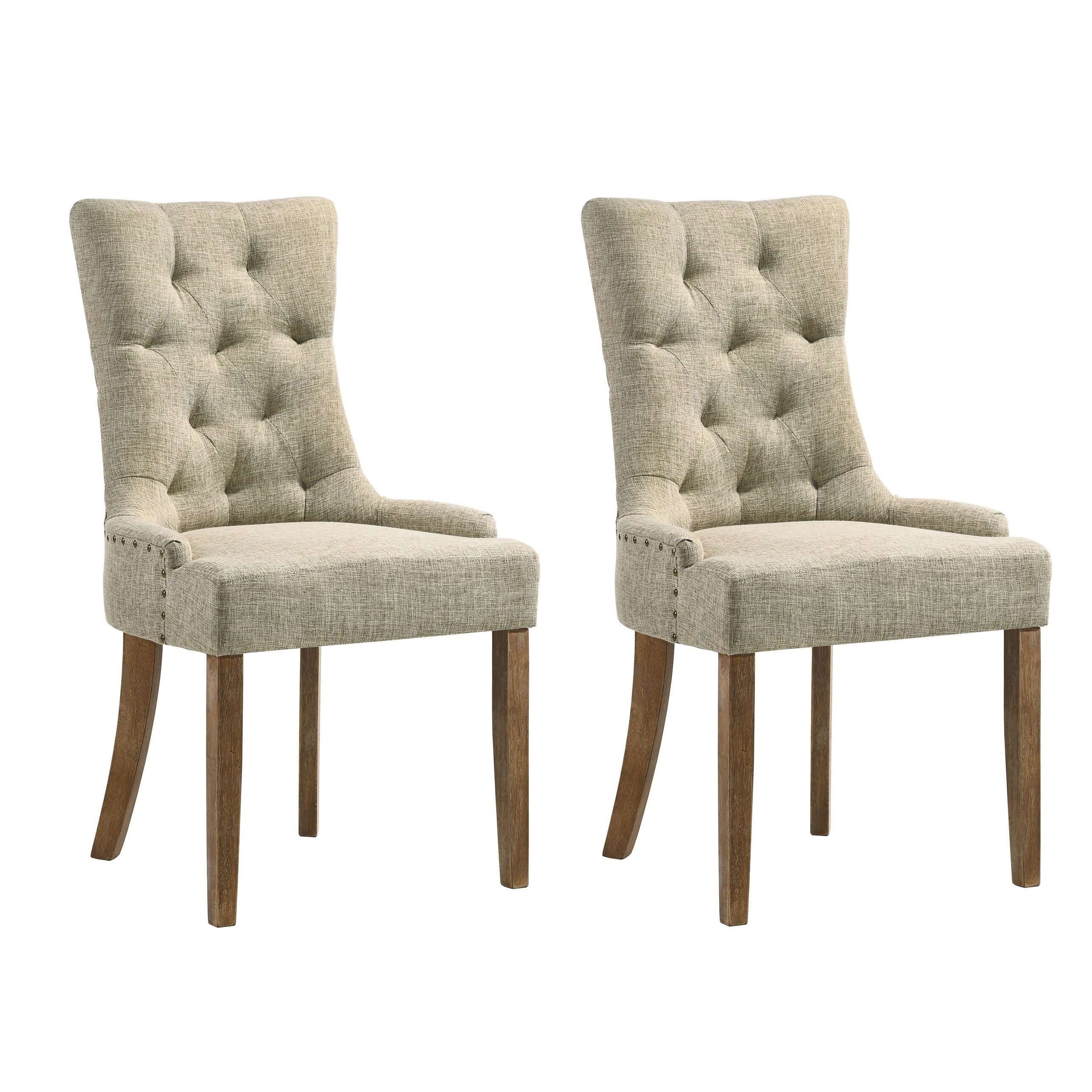 Camila Tufted Back Parson Chairs (Set of 2) Beige/Salvaged Oak