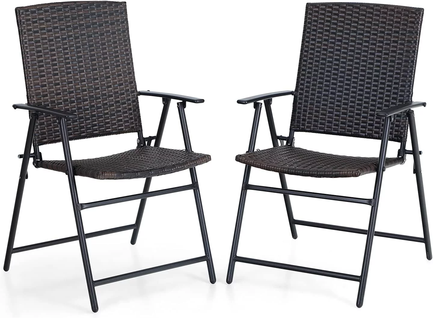 Rattan Patio Dining Chairs Set of 2, Outdoor Wicker Sling Chairs for Garden,Backyard, Lawn, Porch, Poolside and Balcony,2 Packs