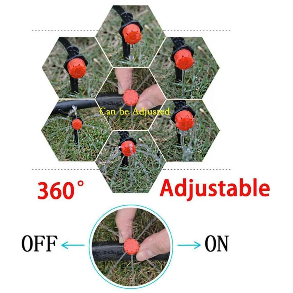 200PCS Garden Hose Irrigation Sprinklers Micro Drippers Emitter Drip Head Adjust