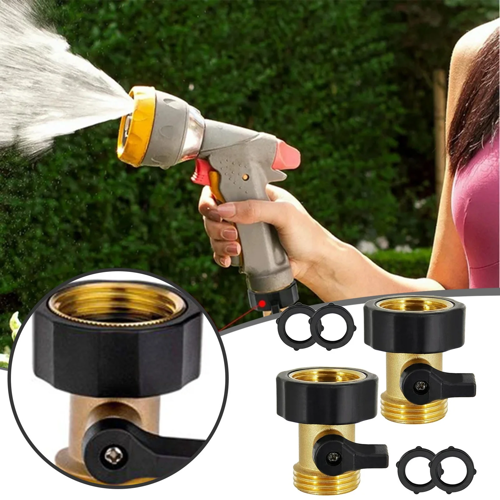 SIfdSeng Heavy Duty Brass Shut off Garden Hose Connector Water Hose Single Shut off Garden Hose Connector Father Day Gifts from Wife Father's Day Gift from Girlfriend Gifts for Fathers Day from Kids