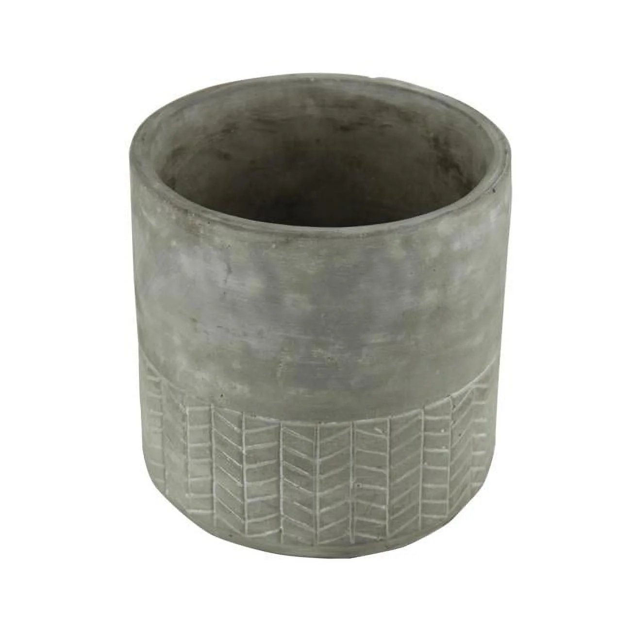 4.5 lbs Round Cement Pot with Arrow Design