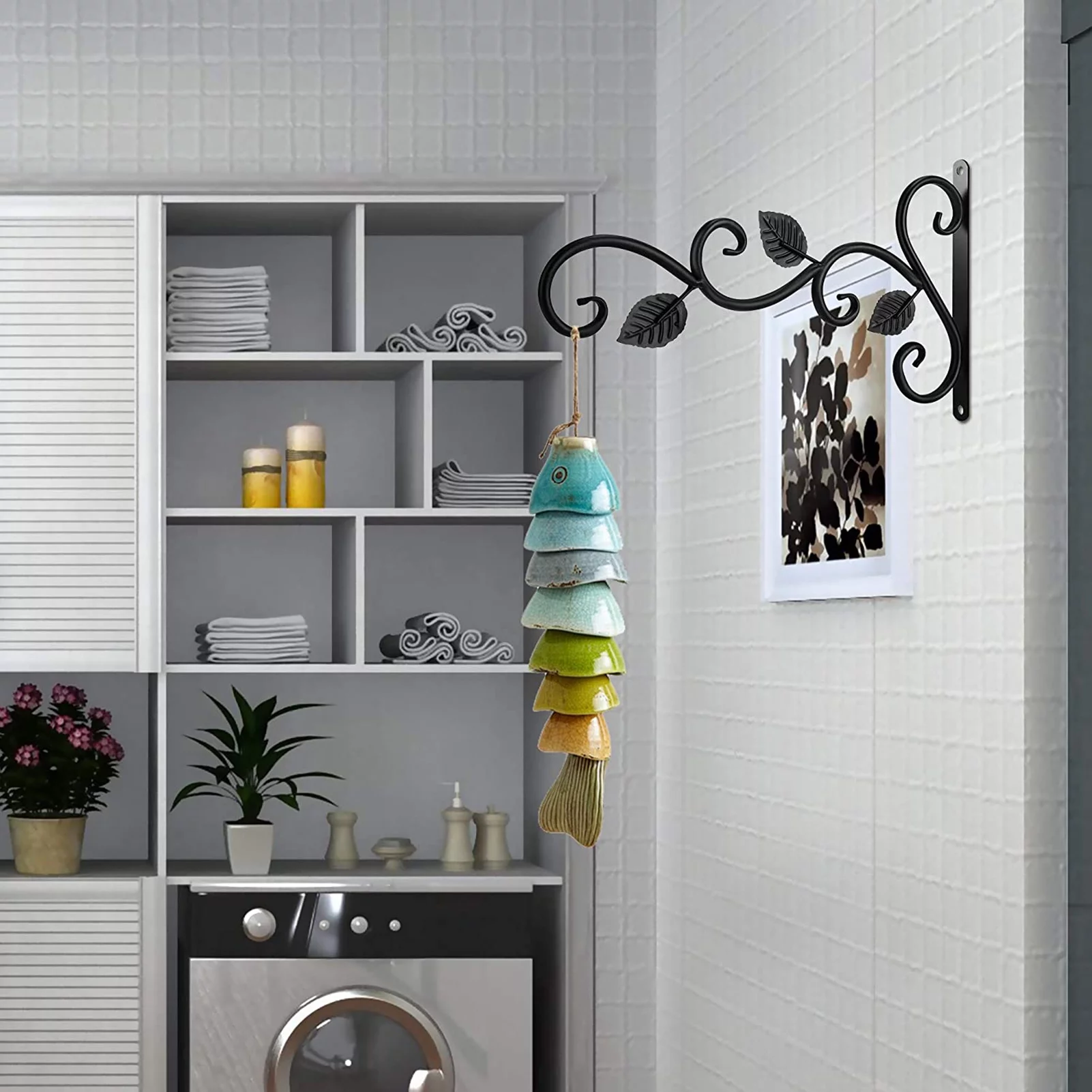 Aibecy 4Pcs Wall-mounted Iron Hooks Plant Holder Decorative Hook for Bird Feeder Flower Pot Lantern Wind Chime