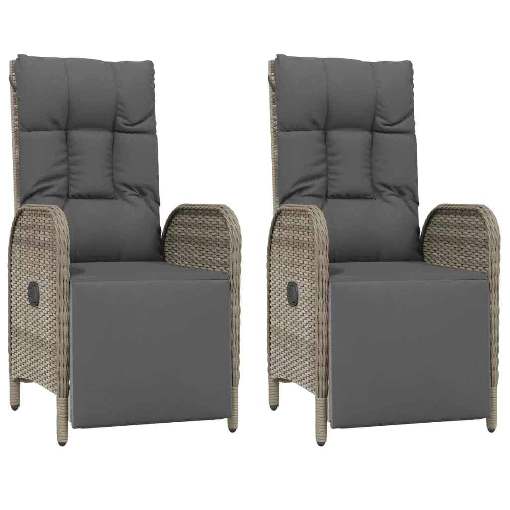 Irfora Patio Reclining Chairs with Cushions 2 pcs Poly Rattan Gray