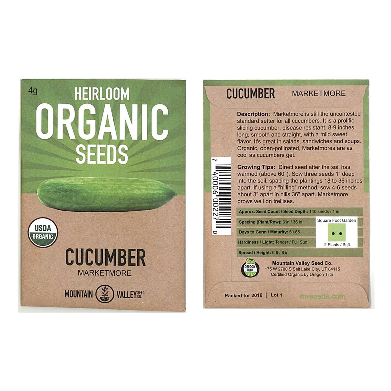 Marketmore 76 Cucumber Garden Seeds - 4 Gram Packet - Non-GMO, Organic, Heirloom Vegetable Gardening Seeds - Market More