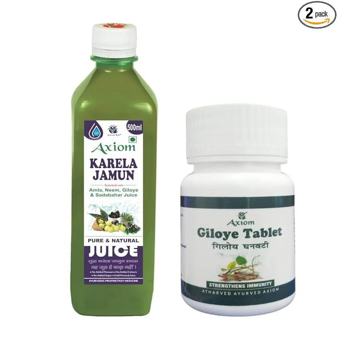 Axiom Karela Jamun Juice 500ml + Giloye Tablets
