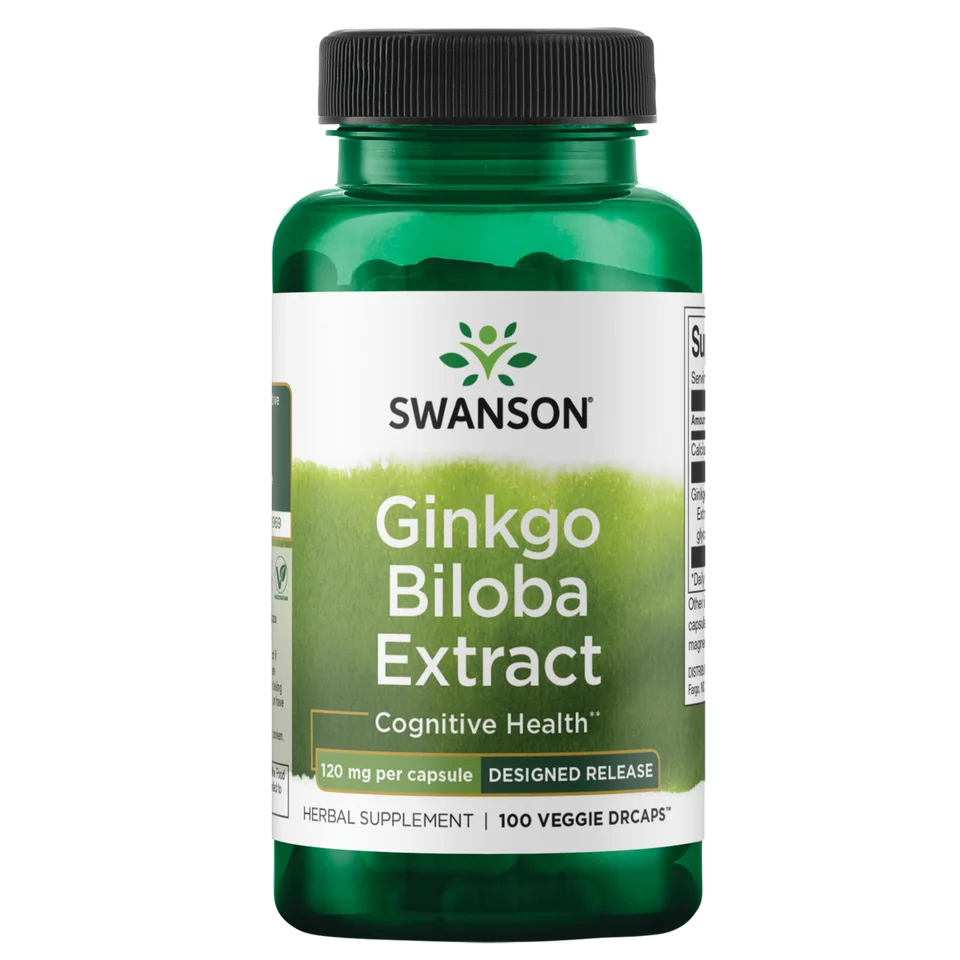Swanson Ginkgo Biloba Extract Vegetable Capsules, 120 mg, 100 Count