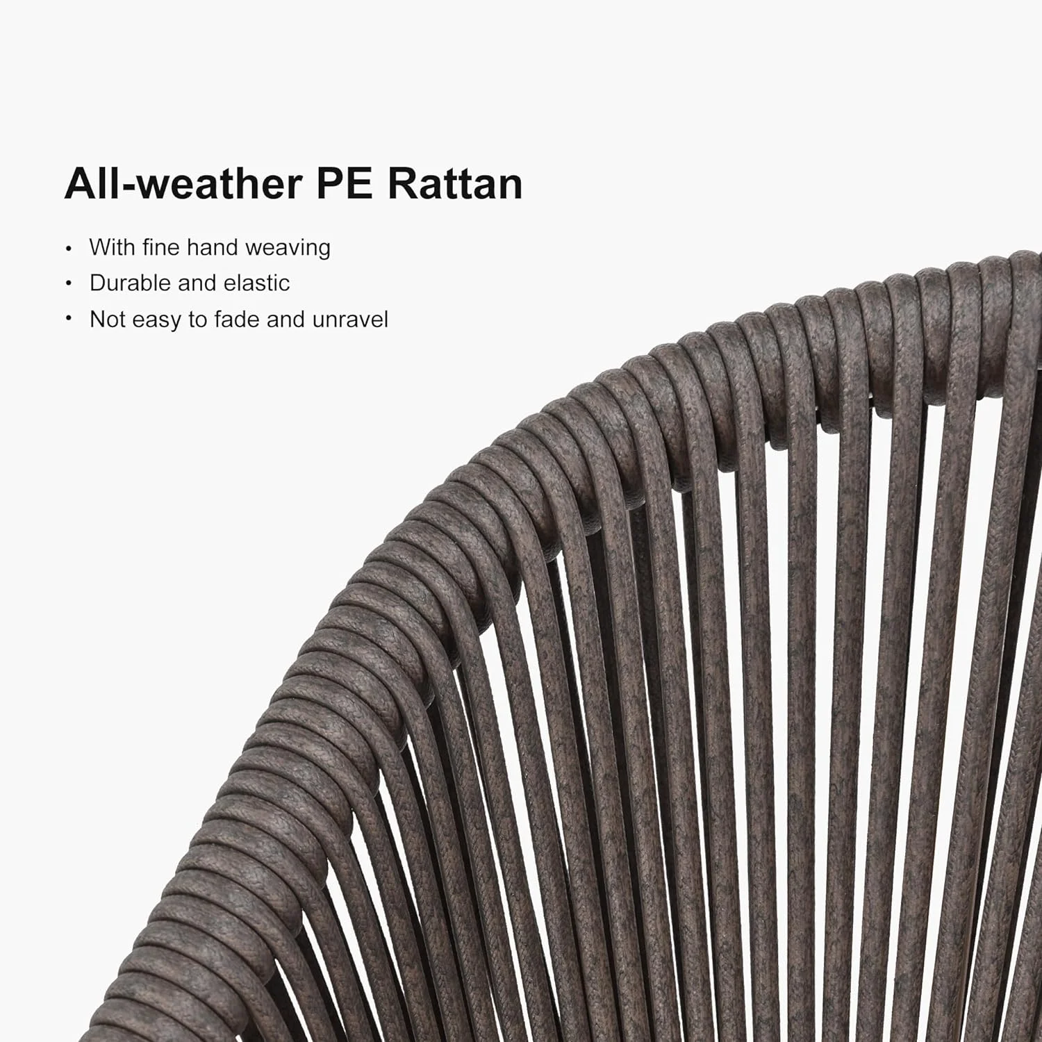 PURPLE LEAF 7 Pieces Patio Dining Set All-Weather Outdoor Metal Aluminum Rattan Furniture Set Teak Dining Table and Wicker Chairs with Cushions for Lawn Backyard Garden Deck, Brown-armchair