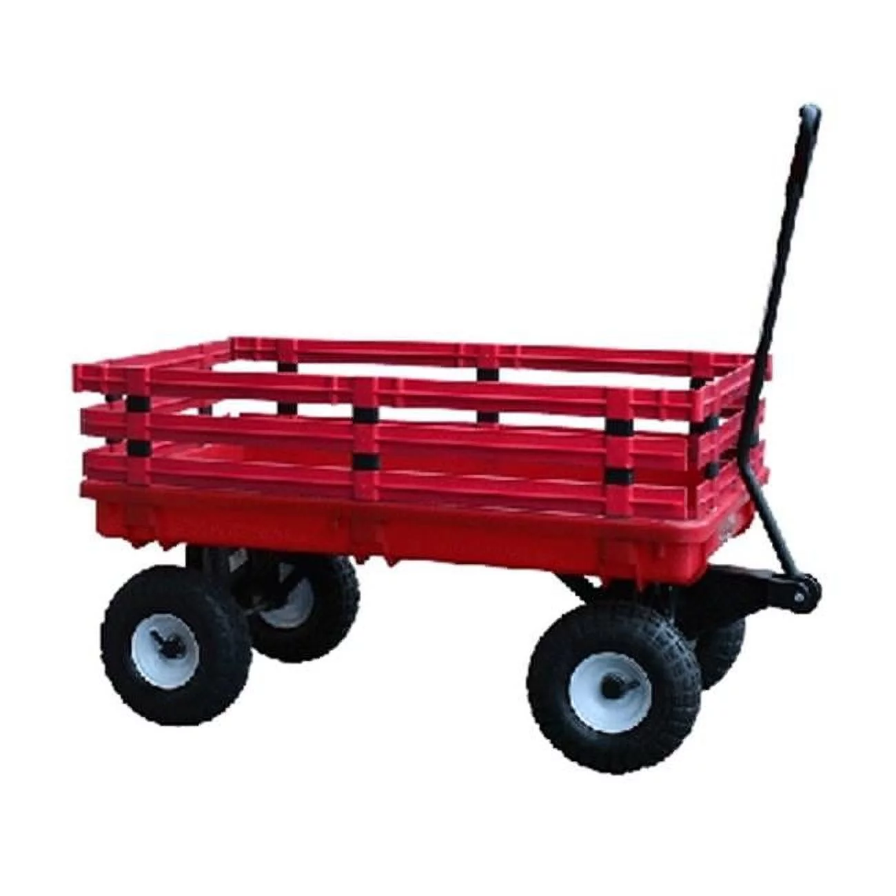 20 in. x 38 in. Red Plastic Deck Wagon with 4 in. x 10 in. Tires