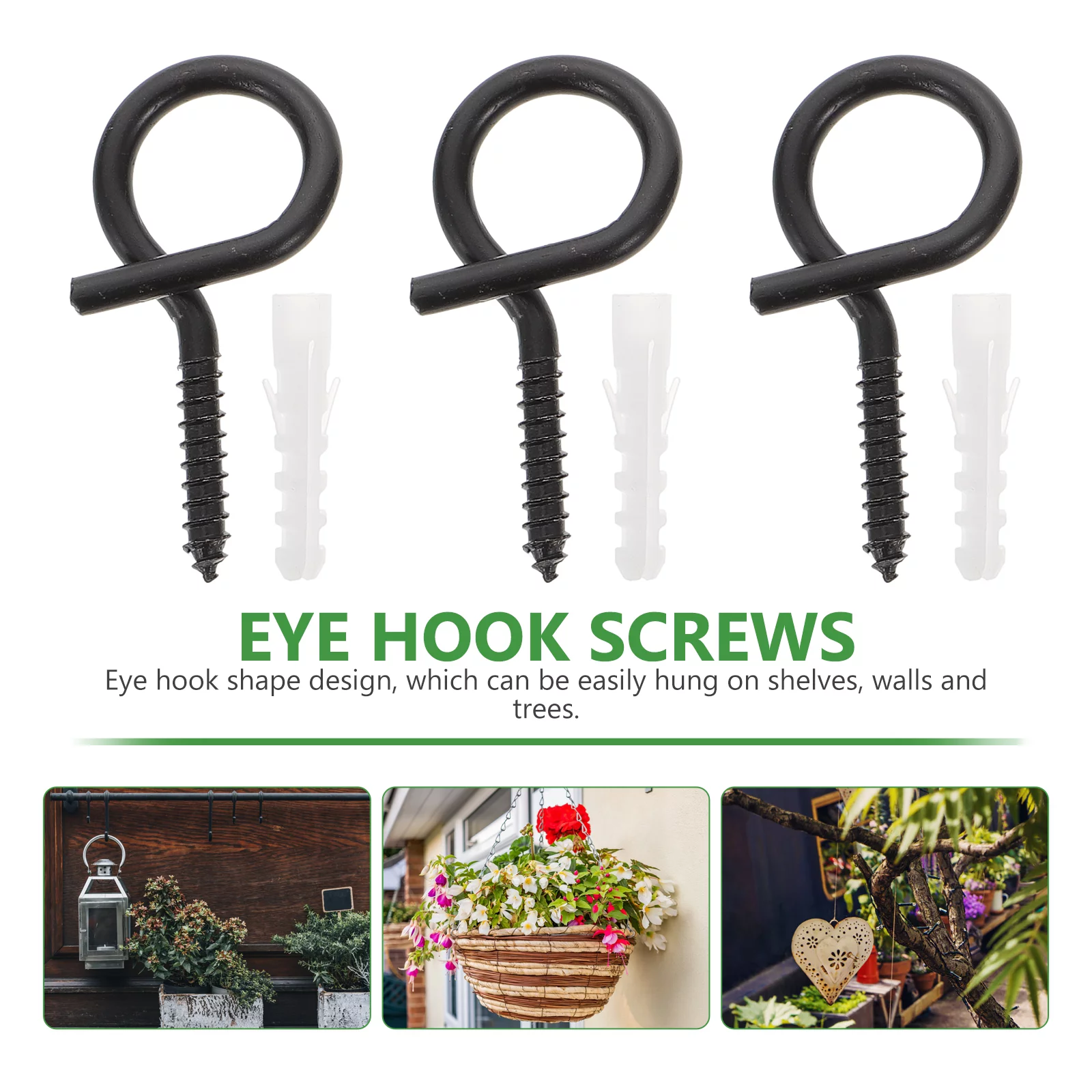 20 Pcs Screw Eyebolts Ring Screws for Outdoor Hooks Hanging Plant Hangers Heavy Duty Iron