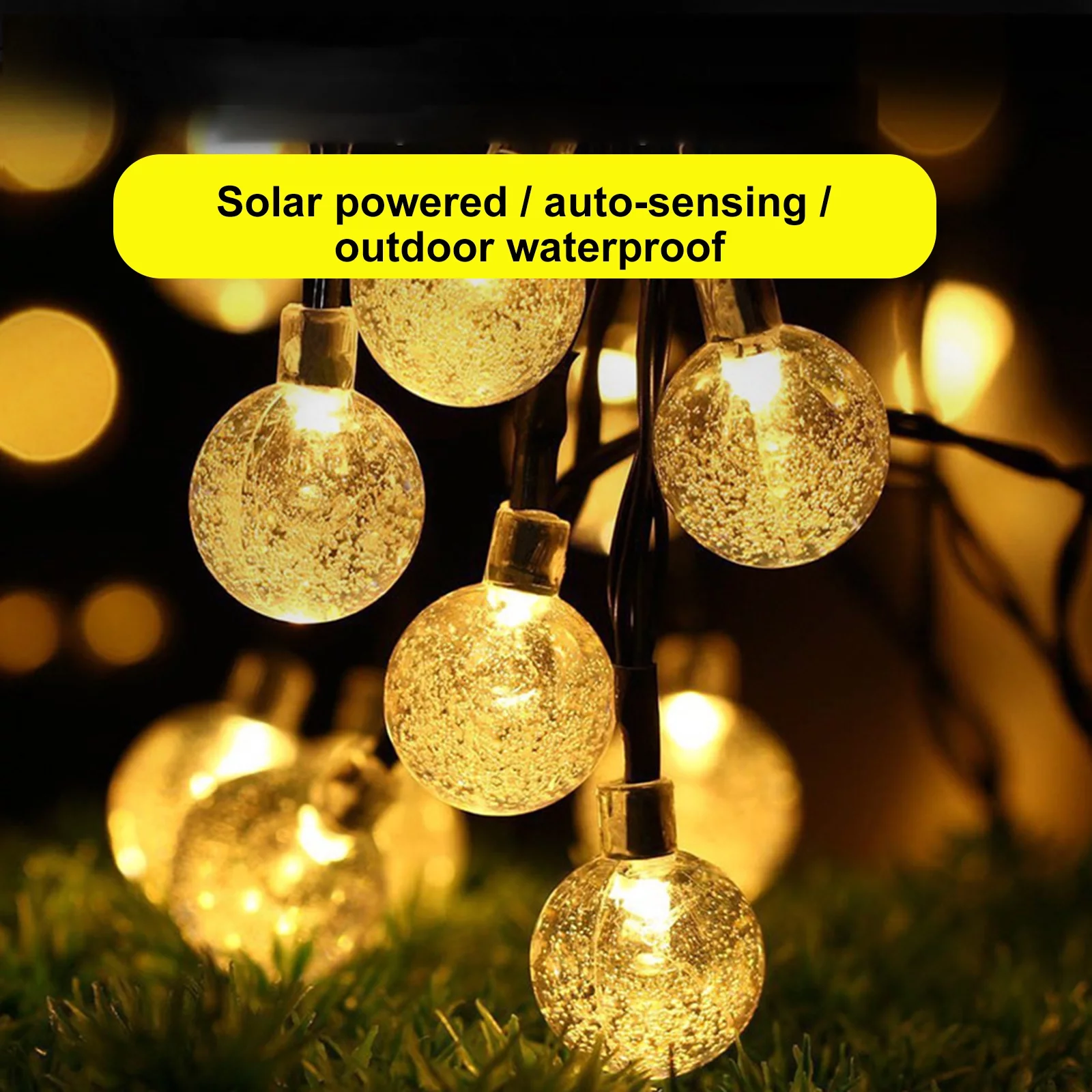 moobody Solar Bubble Ball Light String LED Crystal Ball Lantern Garden Wall Tree Light Lawn Lantern