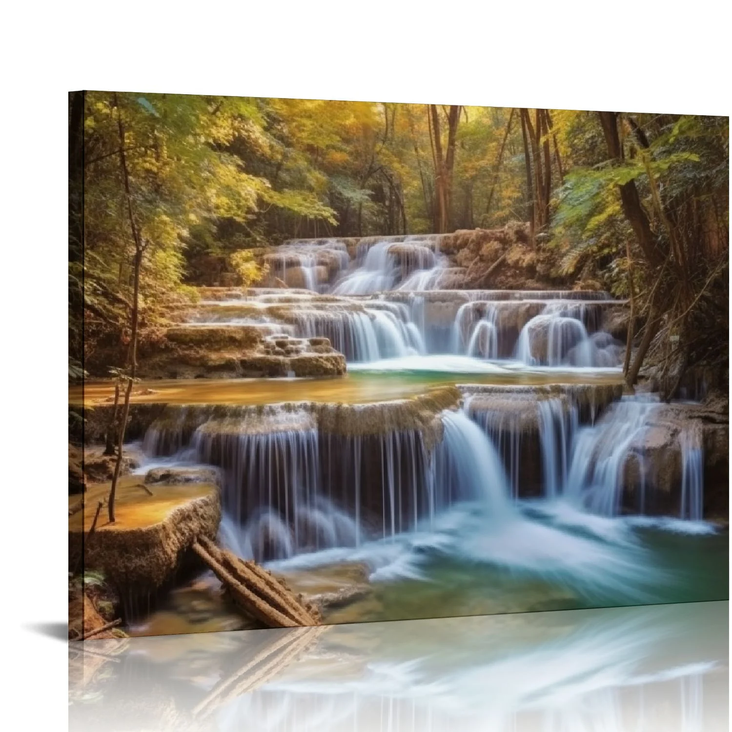 COMIO Wall Art Decor Canvas Print Waterfall Landscape Painting Yellow Trees Forest Fall Falls Canvas Painting Modern Posters And Prints Wall Art Picture for Living Room Home Decor 16x20inch