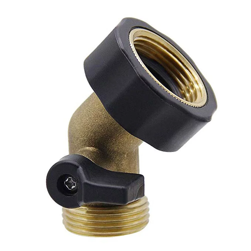 Gongxipen Bending Heavy Duty Brass Garden Hose Connector with Shut Off Brass Water Hose Parts with Comfort Grip to Control Water Flow with US Plug