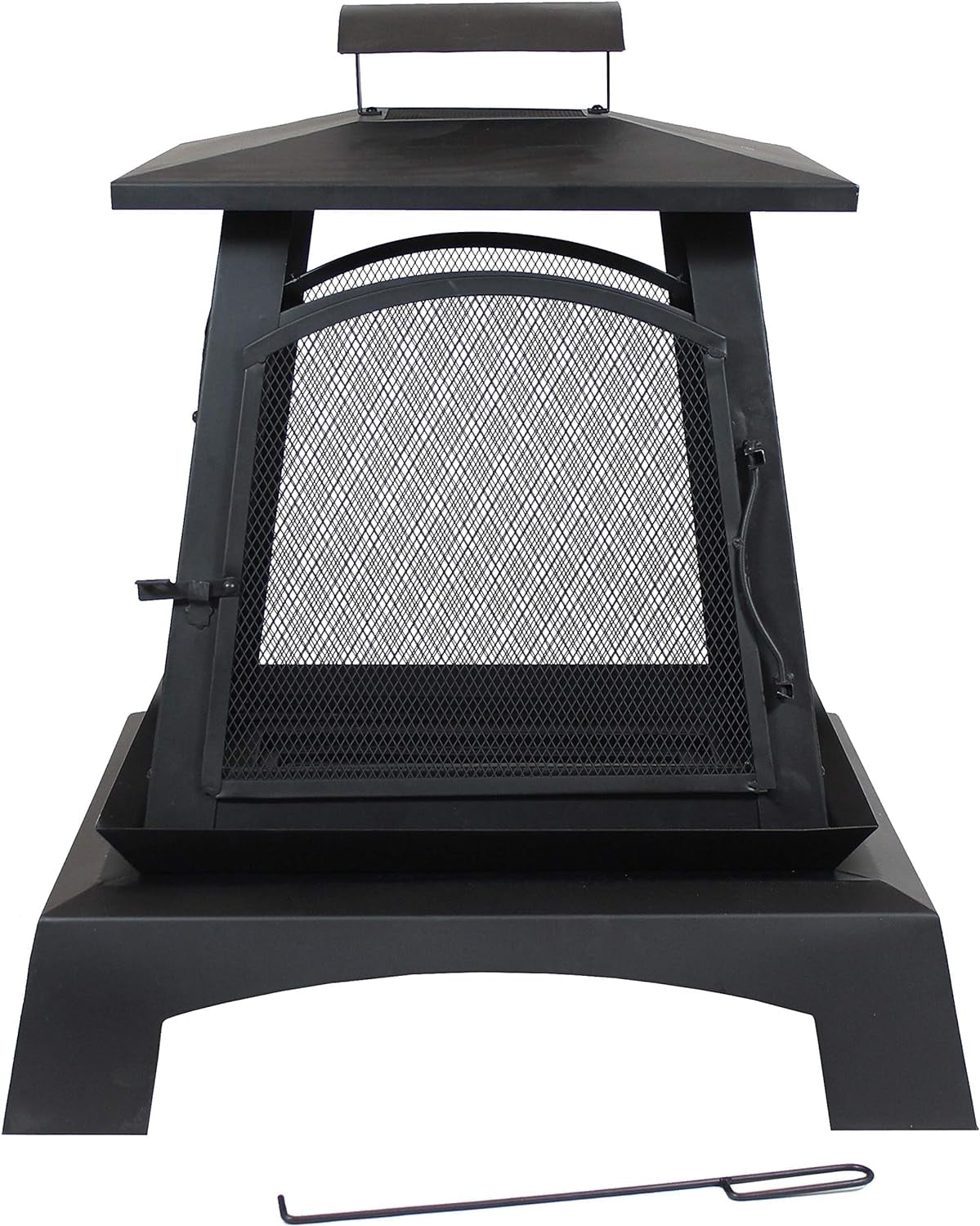 Pagoda-Style Steel Wood-Burning With Log Grate And - Black High-Temperature Paint Finish